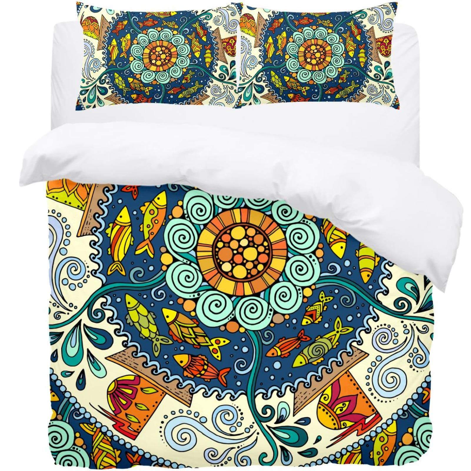 Parure de lit motif floral vintage bohème pour une chambre parentale cocooning