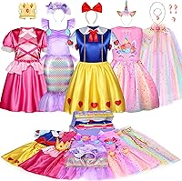 LIMIROLER 18-Pc Princess Dress Up Costume Set for Girls 3-6: Role Play Tops, Skirts, Accessories & Storage Box