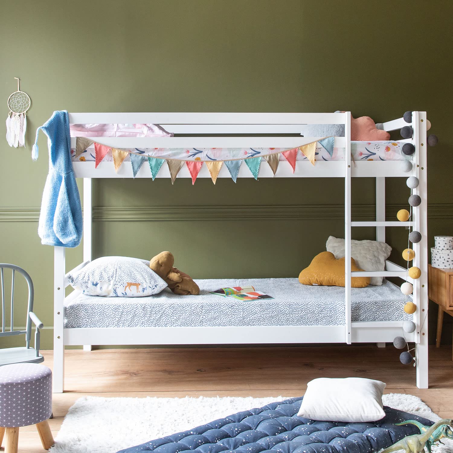 Happy Garden Lits superposés Blanc Ambre, pour Enfants, accueillant Deux Matelas de Dimensions 190x90cm