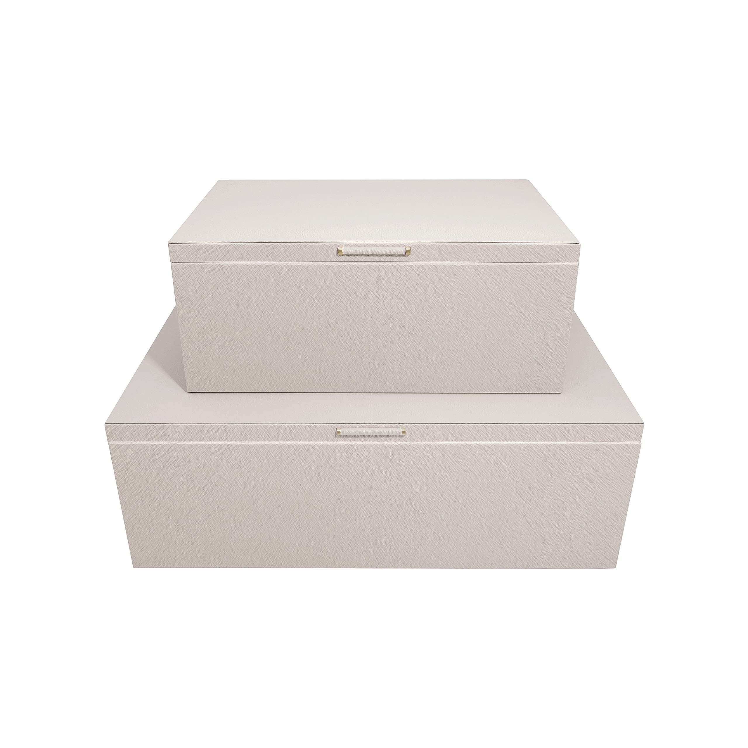 Stackers Taupe & Gold Set Of 2 Storage Boxes