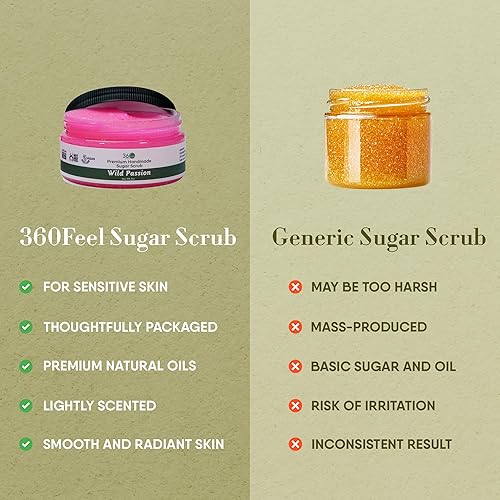 Miniatura 6 de 360Feel Wild Passion - Exfoliante corporal de azúcar, gran exfoliante para cicatrices de acné, estrías, exfoliante de pies, gran regalo para