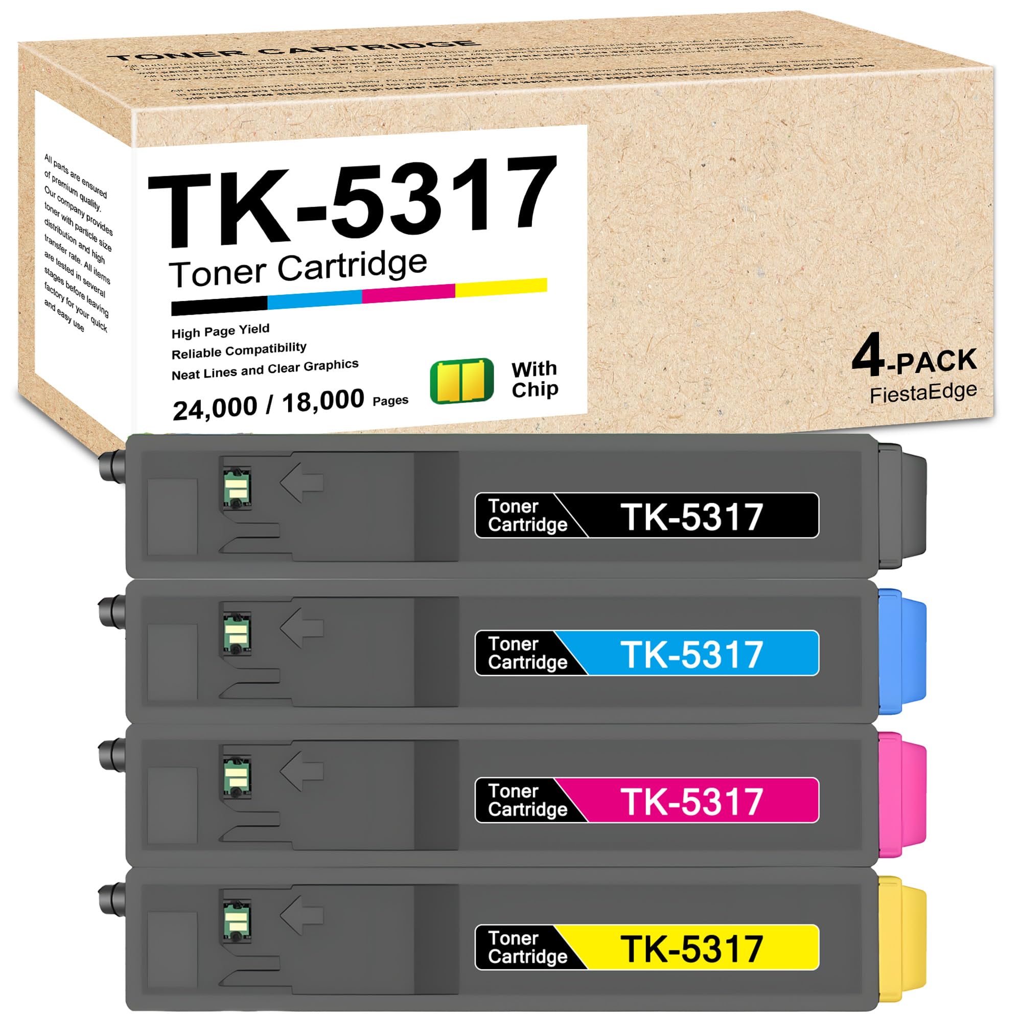 TK5317 TK-5317 High Yield Toner Cartridge 4-Pack Black Cyan Magenta Yellow