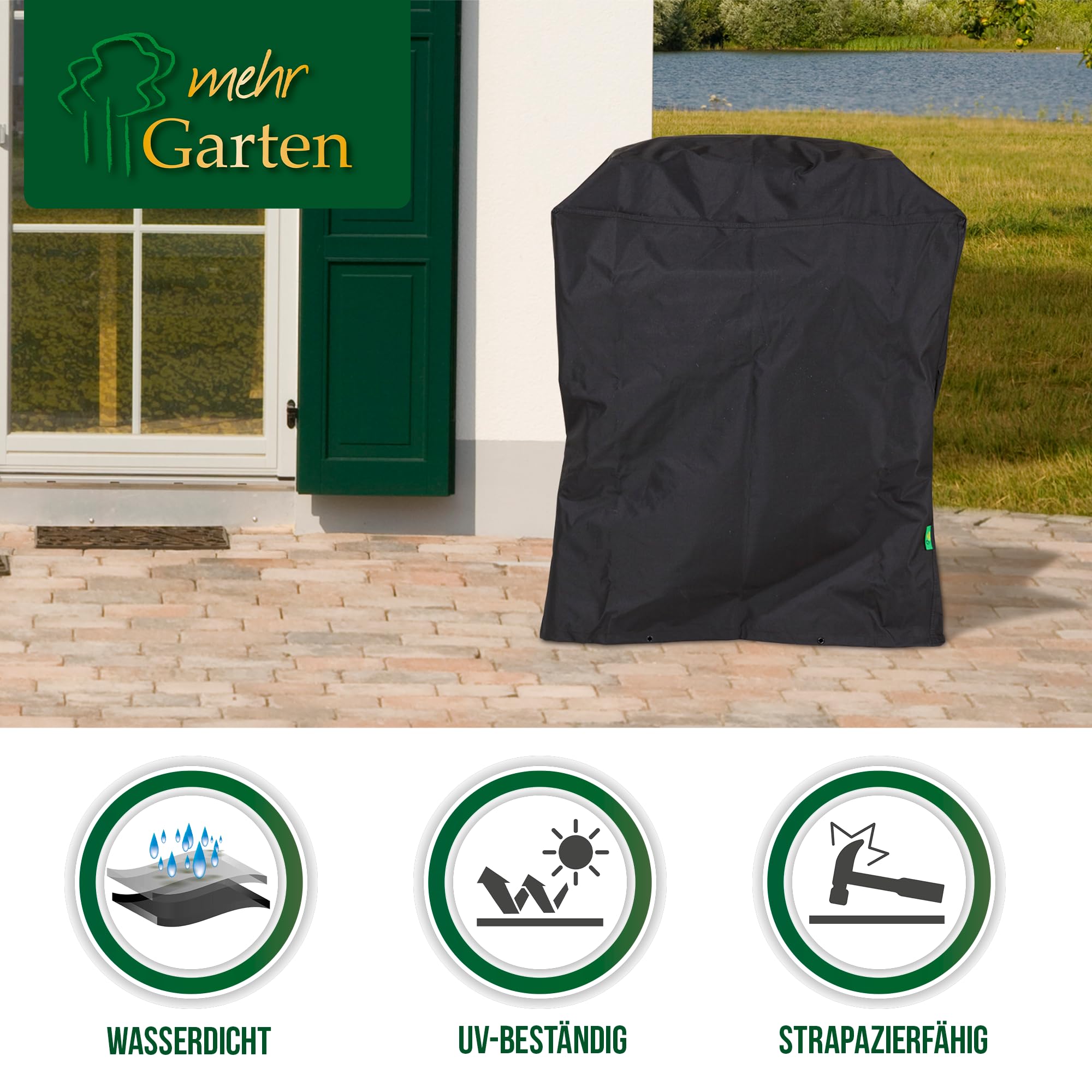 Grillabdeckung 132x66x117 cm, Schutzhülle Grill Rechteckig | 600D Oxford - wasserdicht, UV-beständig, reißfest und winterfest - robuste Abdeckung für Gasgrill mit Kordelzug