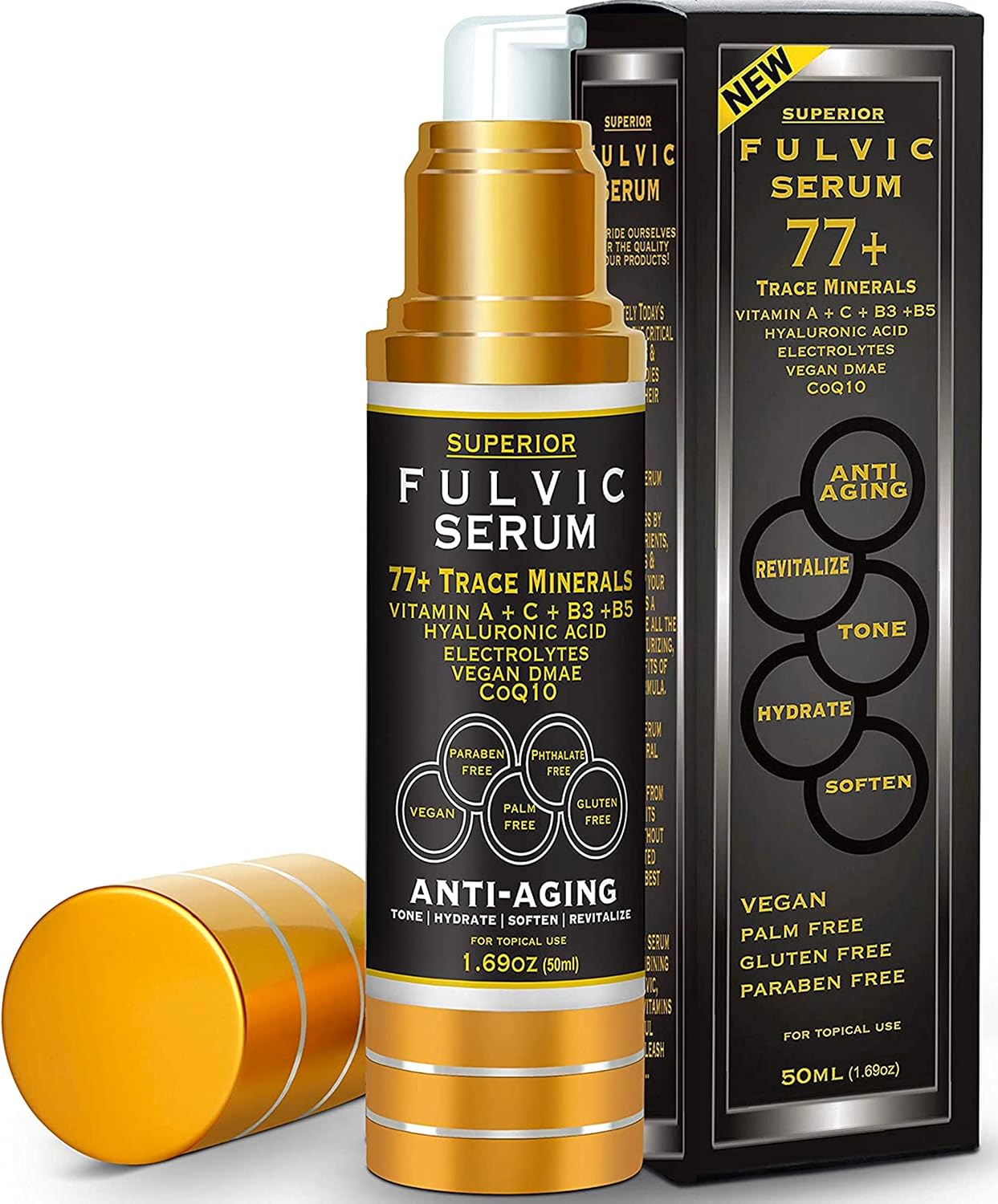 Fulvic Acid and Humic Acid Trace Mineral Drops 6 Month Supply Bundle with Superior Fulvic Hydration Serum. All Natural Organic Plant Derived Blend of Ionic Trace Minerals (Serum Bundle)