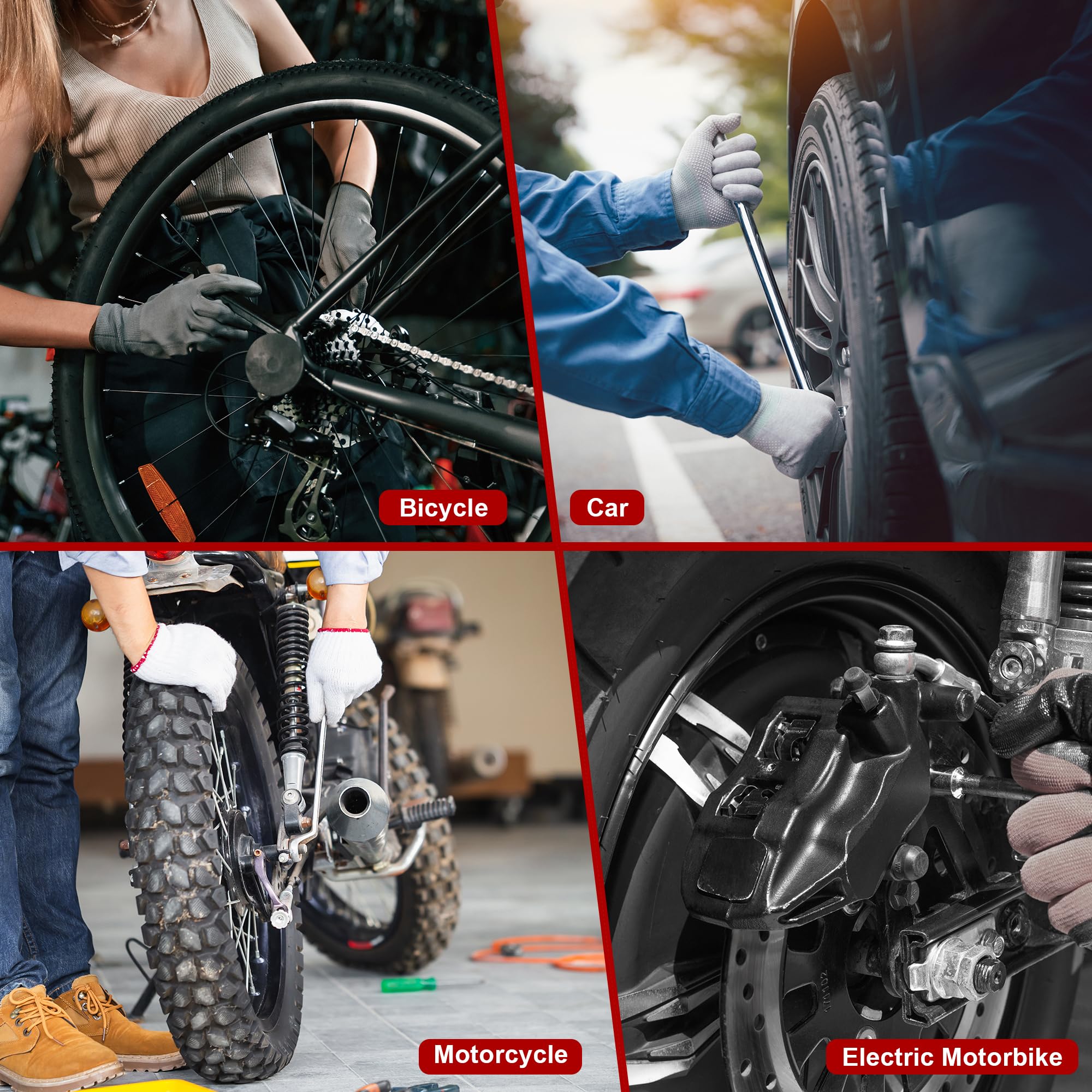 Zocipro 29 szt. Zestawy do usuwania opon, 3 dźwignie pneumatyczne z ochraniaczami kół i akcesoriami, do zmiany opon motocyklowych i samochodowych
