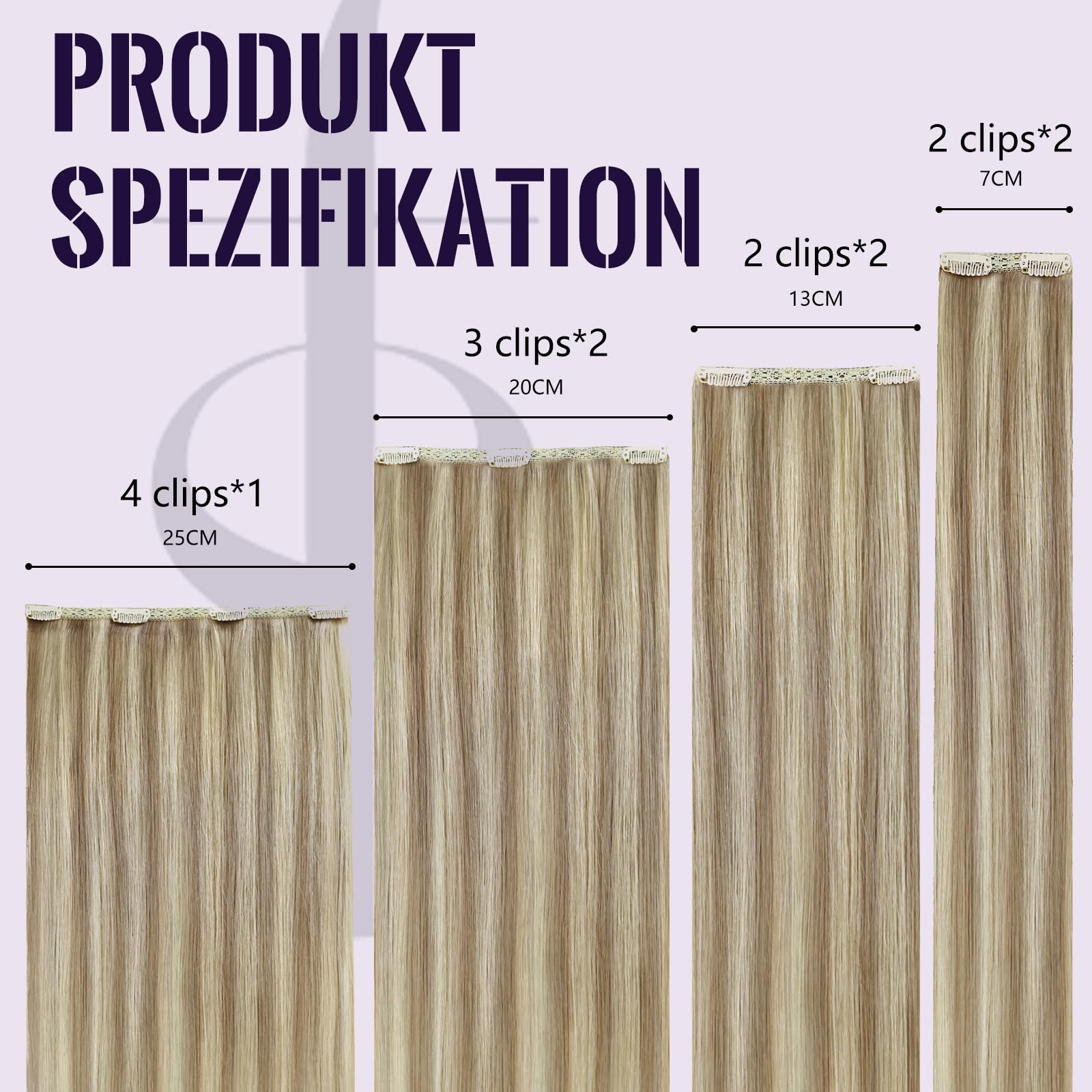 Fshine Clip in Extensions Echthaar Aschblond mit Goldblonden 45 cm 120 g | Hair Extensions Clip in, Schnell einsetzbar, ohne zusätzliche Werkzeuge, Anfängerfreundlich, natürliche Haarintegration