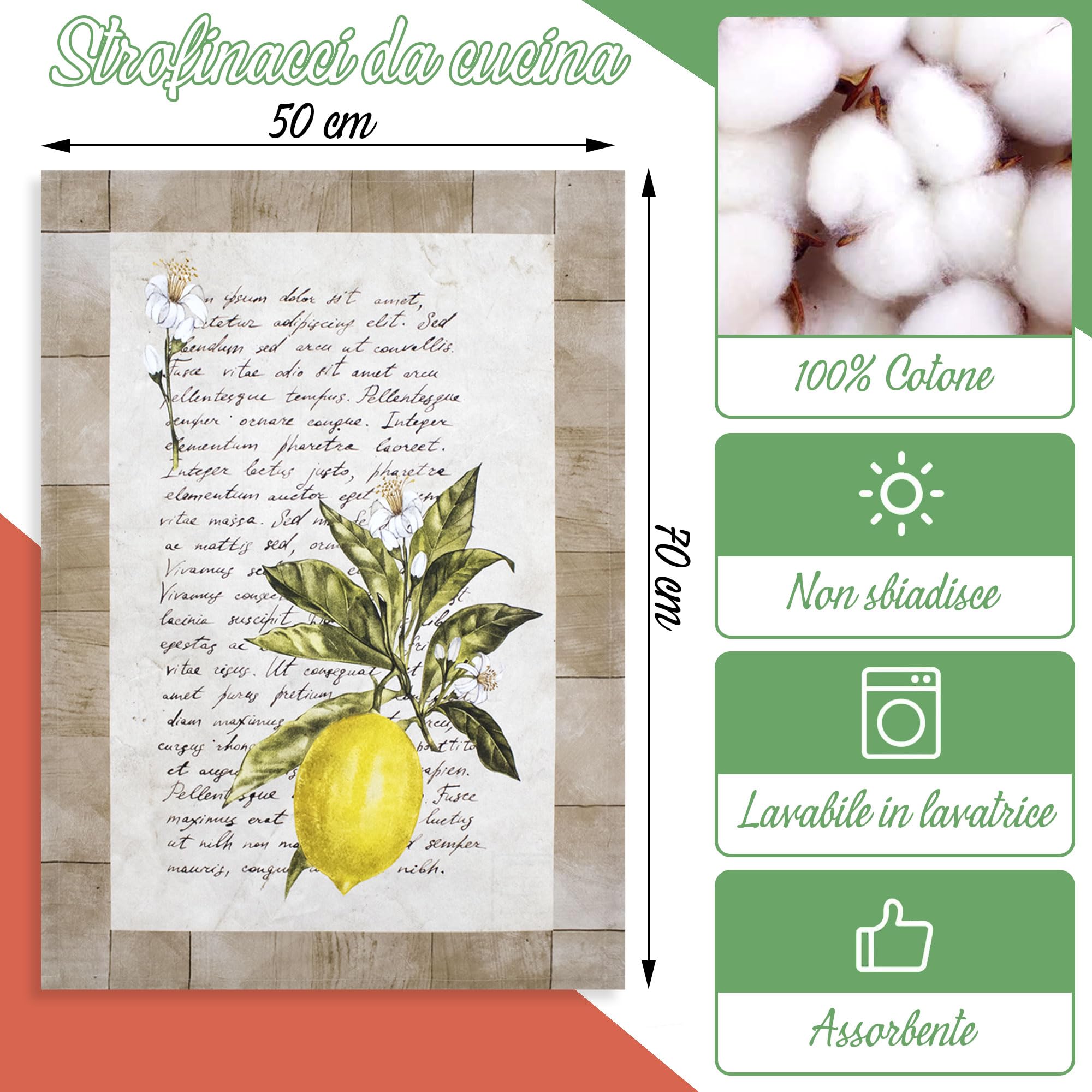 6er Set Geschirrtücher Küche Obst Geschirrtücher Vintage Baumwolle 6869