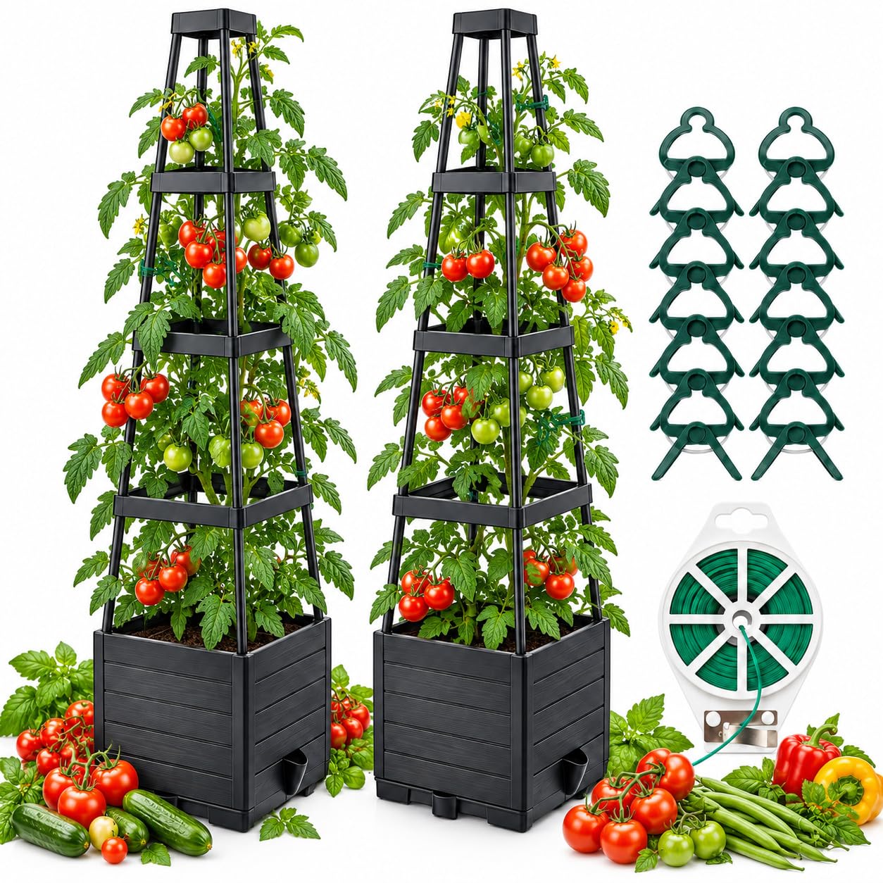 Yagosodee 2 Pack Self-Watering Tomato Planter with Trellis