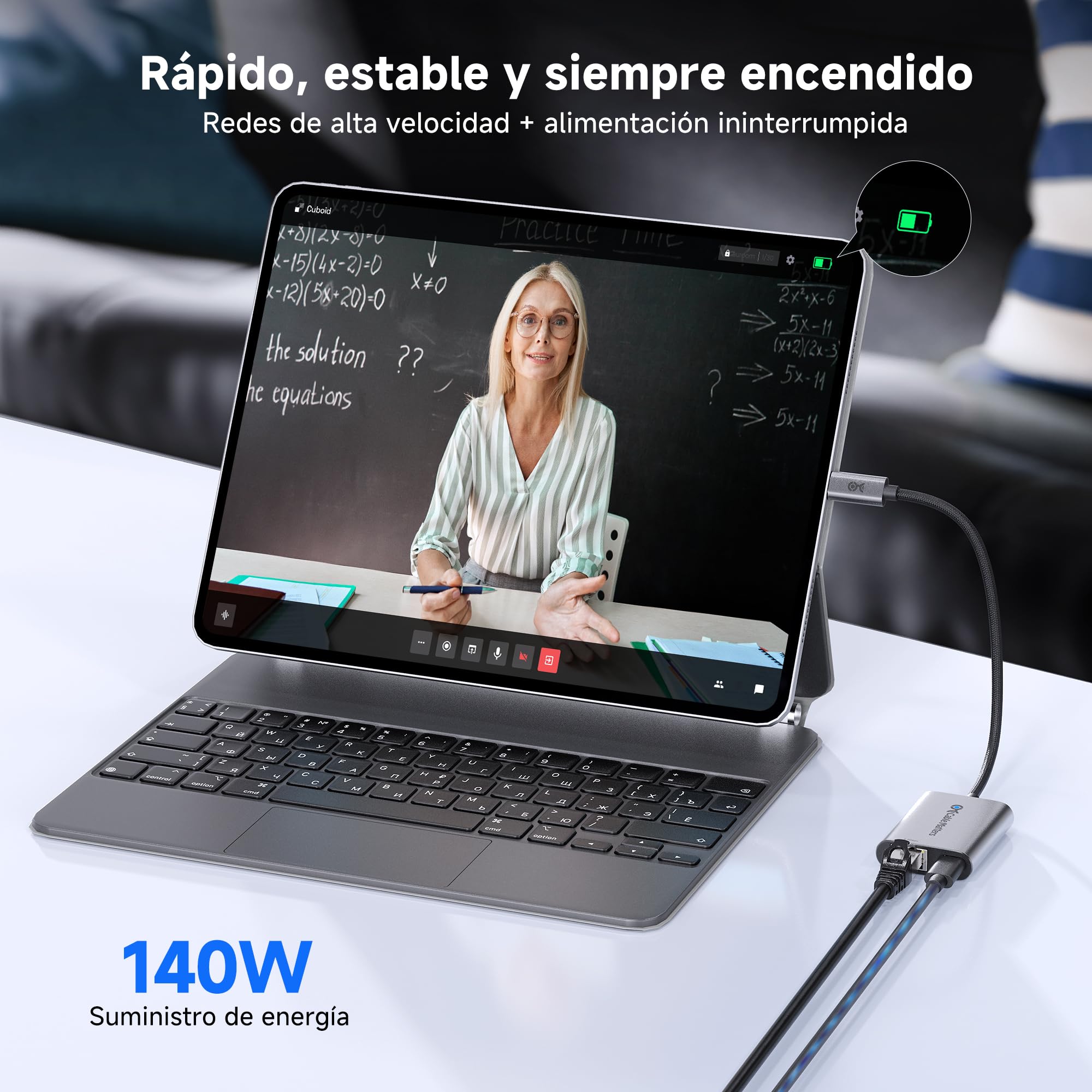 Cable Matters Adaptador USB-C a Ethernet 2.5G con Carga PD 140W, 2.5Gbps RJ45, Compatible con USB4/Thunderbolt 5/4/3, MacBook, iPad, portátiles
