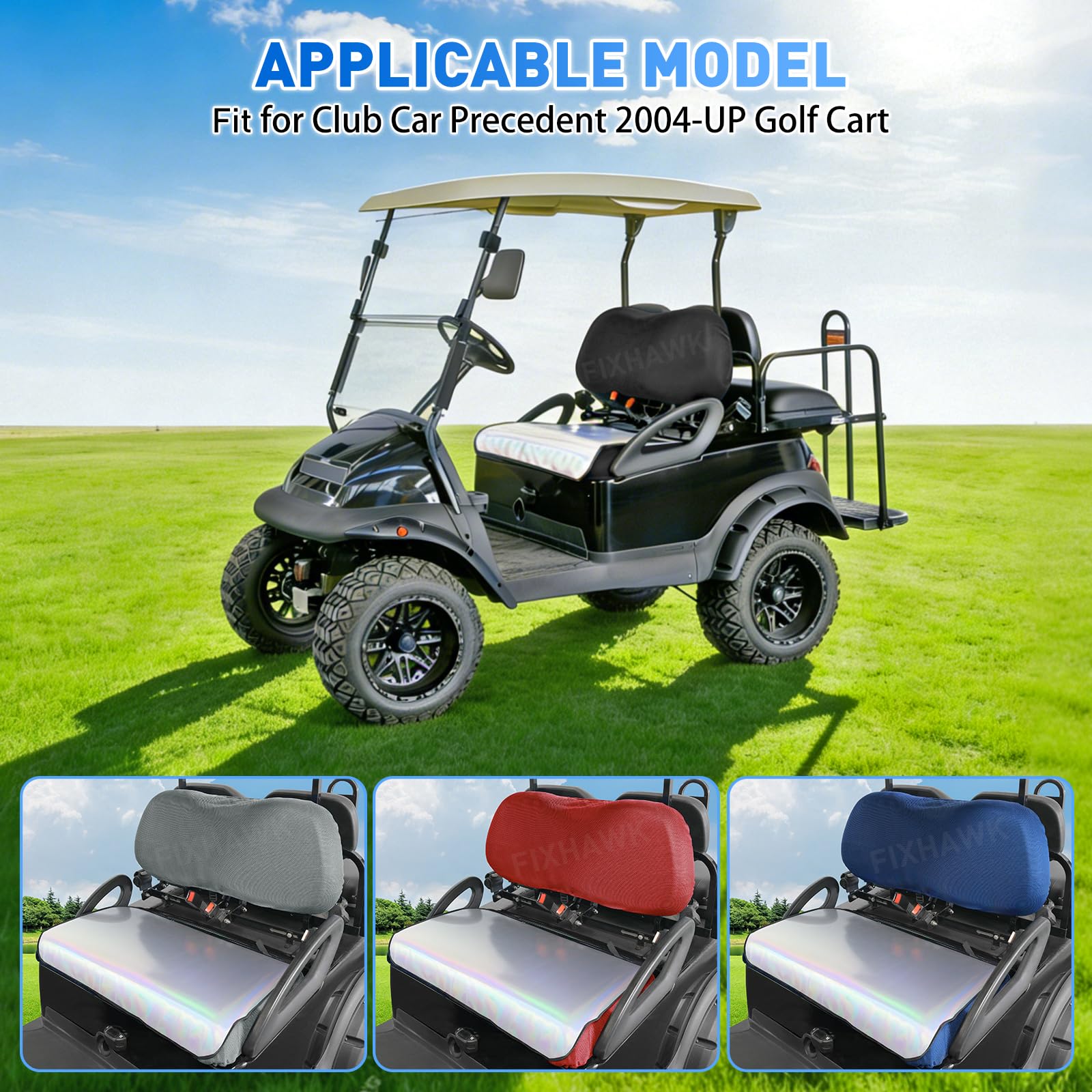 Vordersitzbezug für Golfwagen, elastischer Golfwagensitzbezug, Sandwich-Stoff, PVC-Farbfolie, Sitzbezug, für den Sommer, Wärmeisolierung und wasserdicht (schwarz)