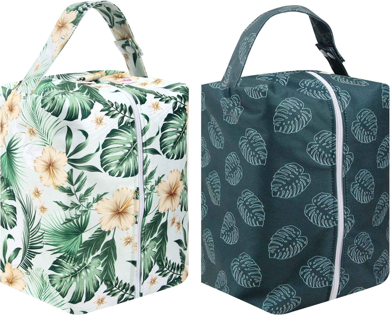 Pedobi 2 Packs Reusable Cloth Diaper Wet Dry Bags - Large Hanging Wet Bags with Buttons for Stroller - Waterproof Pod Cloth Diaper Bag - Washable Wet Bag for Diapers, Travel, Pool (Leaves) : Baby
