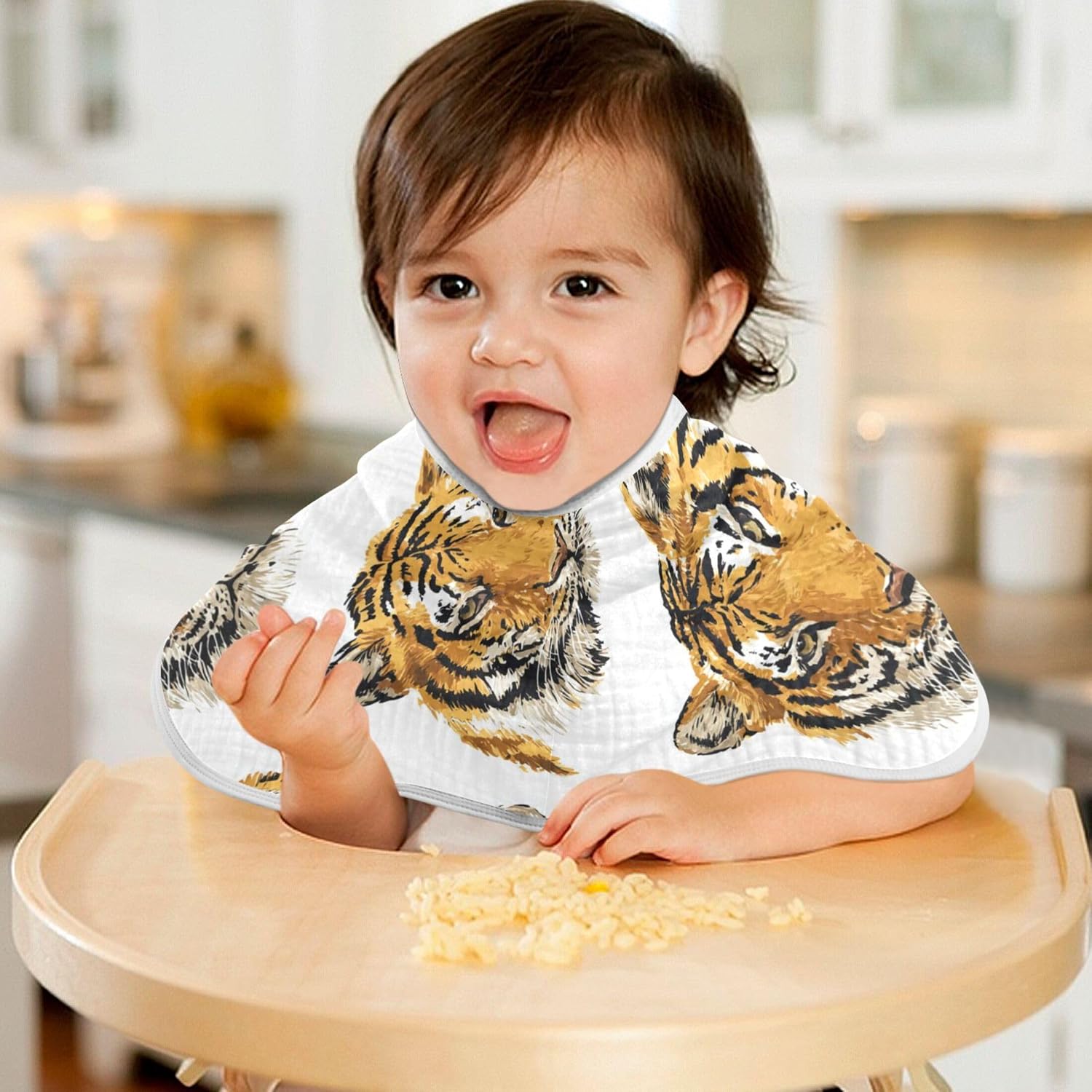 Tiger Faces Art Burp Cloths Baby Boys Girls Absorbent Soft Cotton Burping Cloths Rags 4 Pack