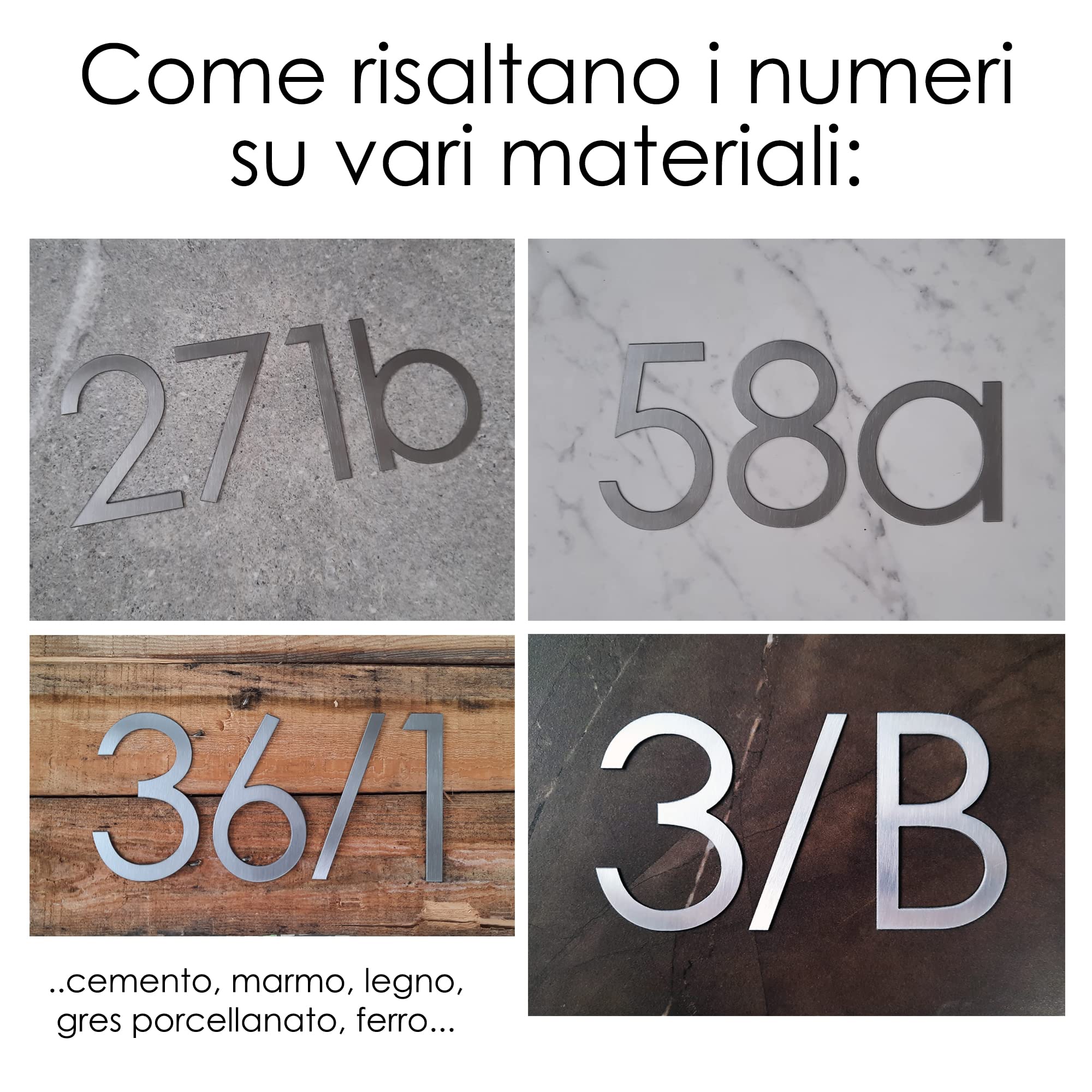 GUIZZO Creart - Numero Civico Esterno e Numeri Civici Esterni con Lettera in Acciaio Inox, Targa Personalizzata Made in Italy, Targhetta Personalizzata Porta Ingresso per Uso Esterno - Altezza 10H cm