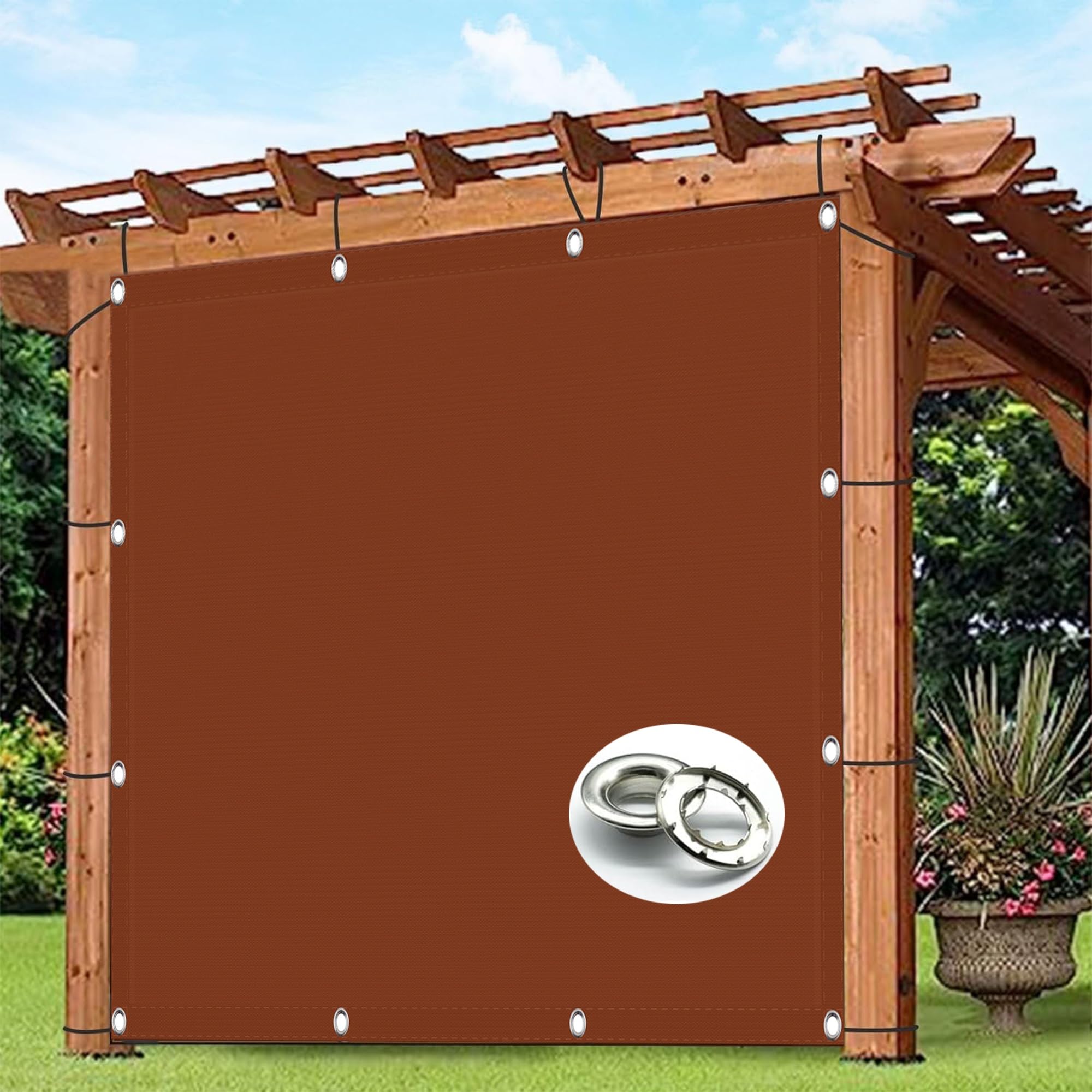 GLDYTVF Rectangular 1.5 x 1.6m Rust Red Polyester Shade Sail for Patio Yard Lawn Party Pergola Awnings 95% UV Block with Eyelets and Mounting Rope