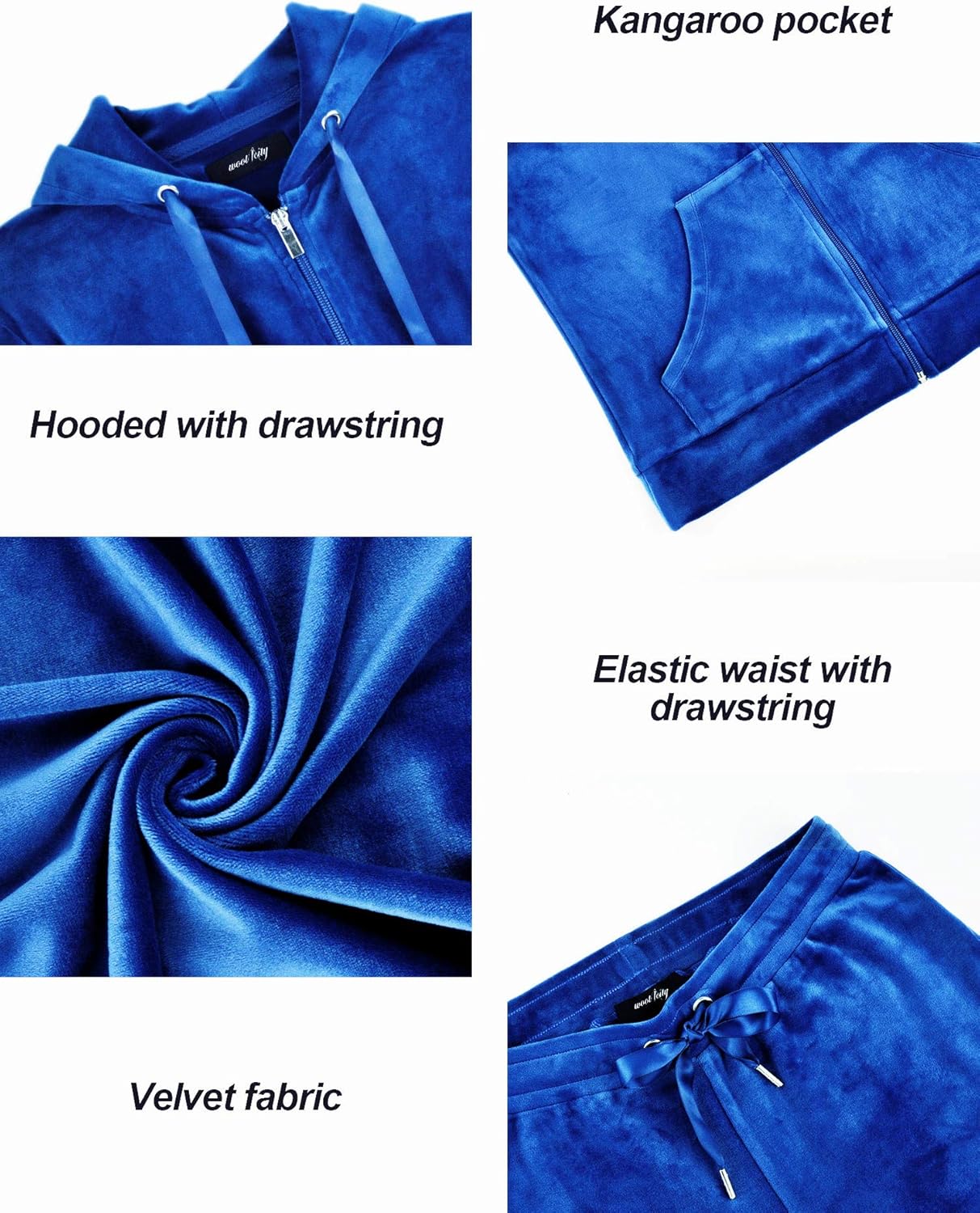 Woolicity Womens Sweatsuits Set Velour Tracksuit 2 Piece Outfits Set Zip Up Hoodies and Pants Sportswear Jogging Set - Image 4