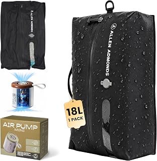 18L Travel Vacuum Bags with Wireless Pump, 1 Pack Black