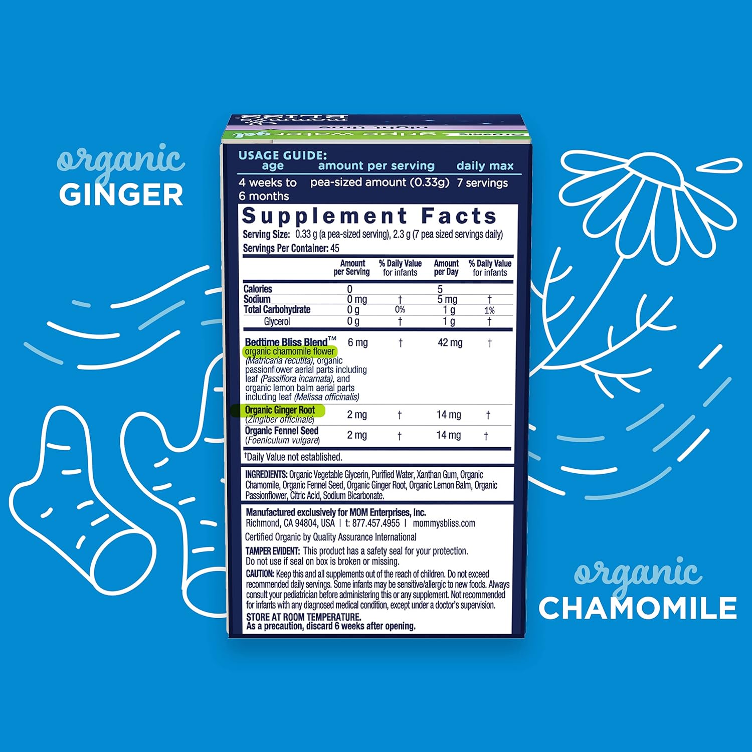 Mommy's Bliss Organic Gripe Water Night Time Gel for Newborns, Relieves Occasional Stomach Discomfort from Gas, Colic & Fussiness, 0.53 Ounce (Pack of1) : Baby