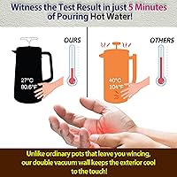 Vista 2 de PortableAnd 34oz Double Vacuum Insulation Large Silicone French Press Coffee Maker with Silicone Ring, Stainless Steel, Perfect for Camping, Travel