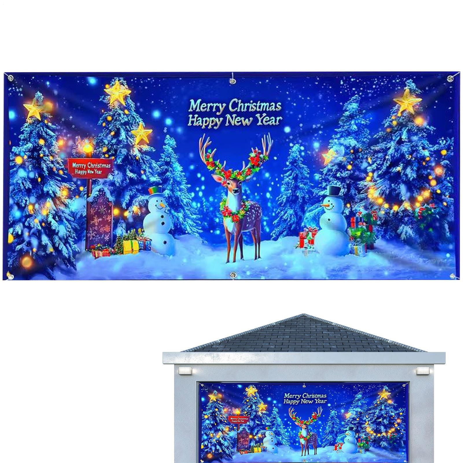 Décoration de bannière de porte de garage pour jardin et fête de Noël LED