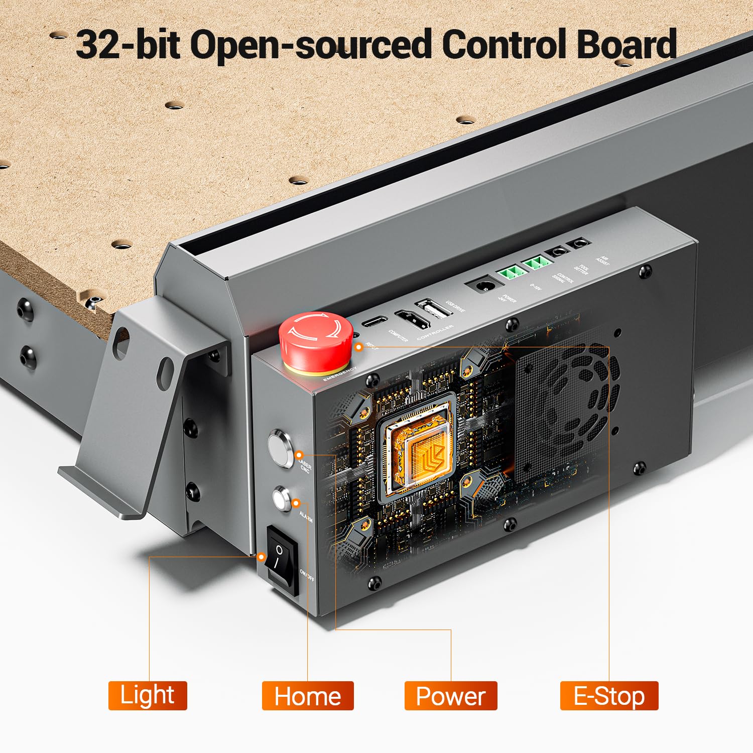Artsian 01 - Máquina enrutadora CNC de 300 W, precisión de 0,01 mm, controlador inteligente de 4 ejes, espacio de trabajo de 420 x 420 mm, aluminio, latón, madera, plástico, PCB profesional
