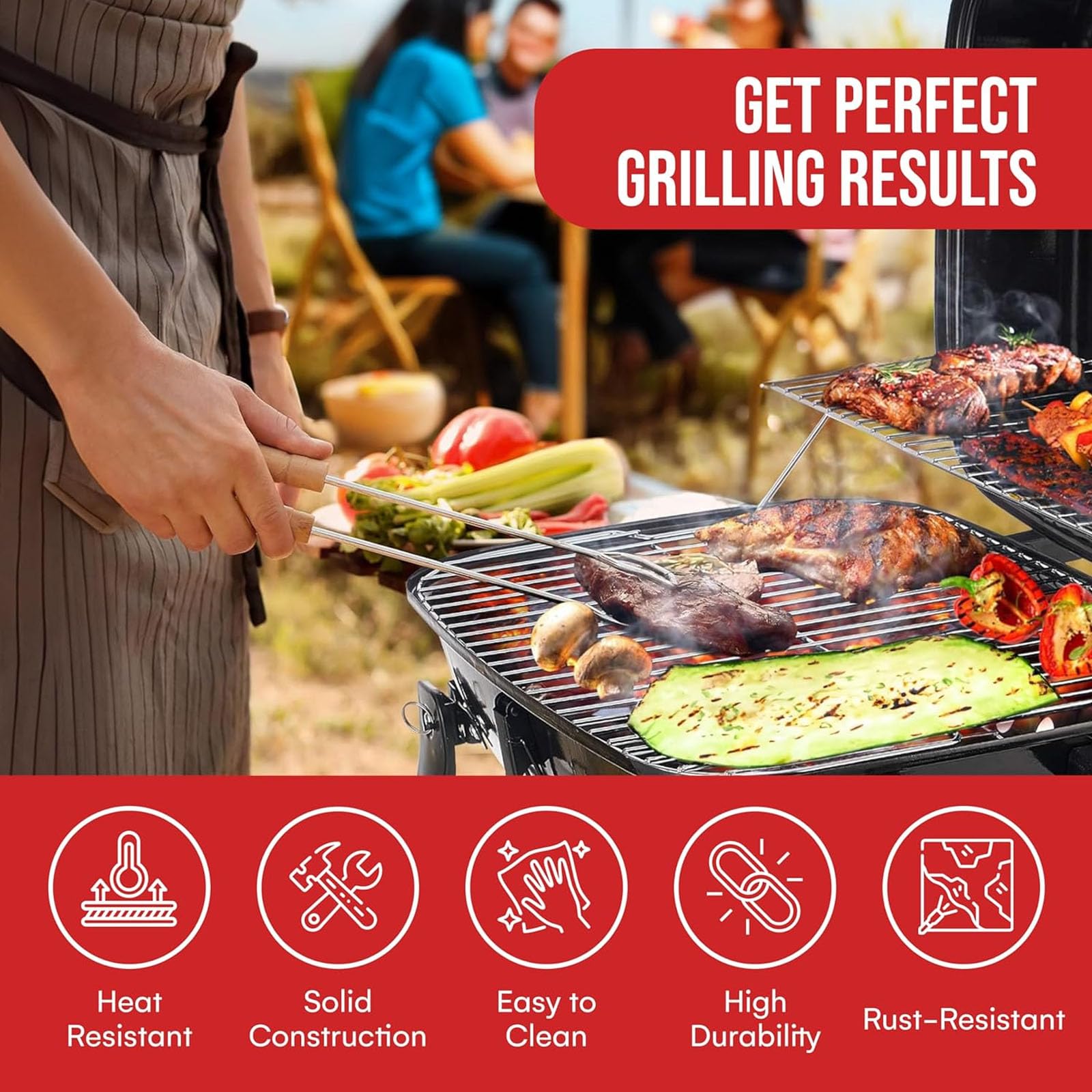 Przenośny grill z węglem drzewnym z grzewką, składany grill z regulowaną wentylacją powietrza i 330 sq.in. Obszar gotowania RV na zewnątrz, wycieczki turystyczne, kemping, patio, Tailgating