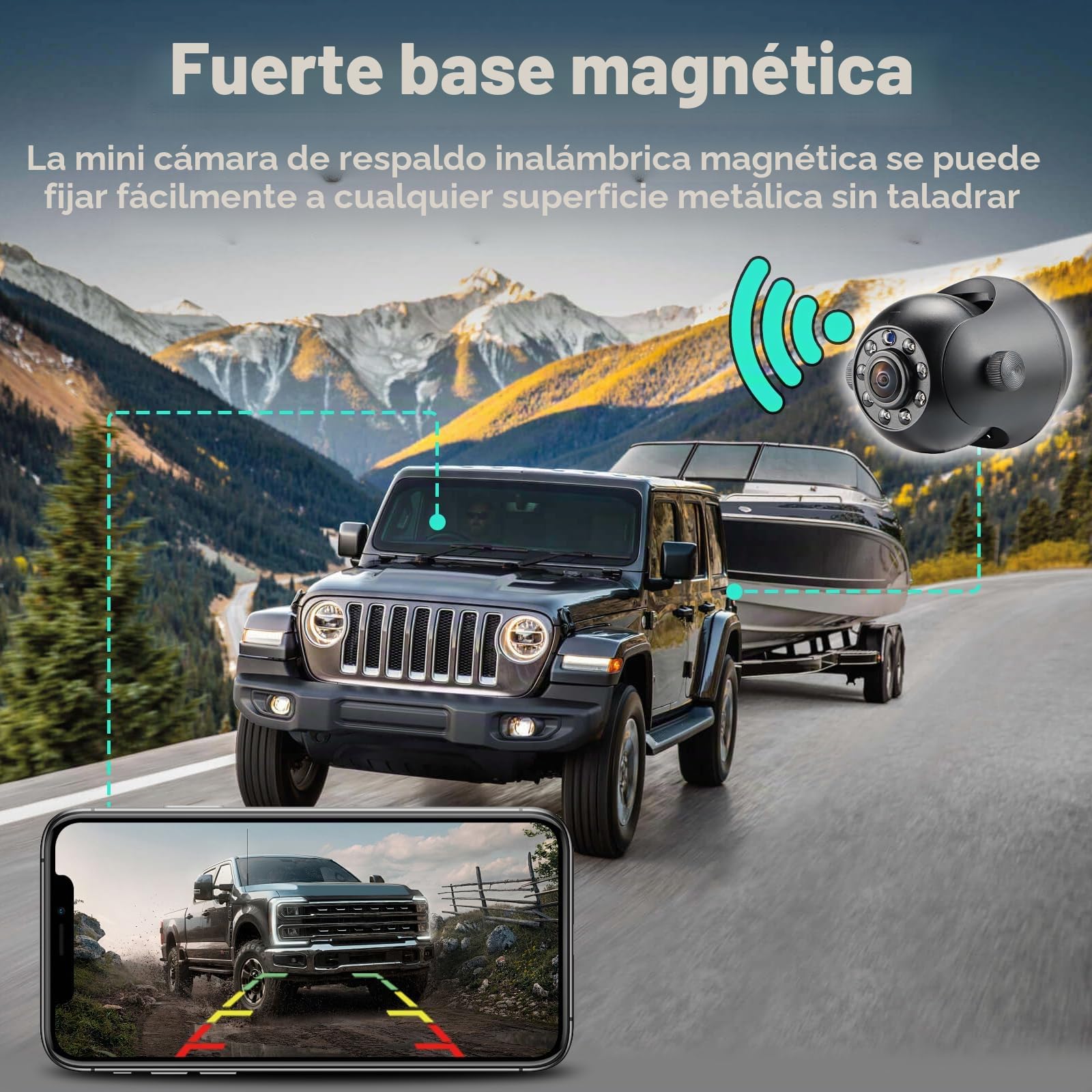 WiFi magnético enganche inalámbrico visión nocturna cámara de visión trasera, batería recargable, adecuado para iphone android, fácil de montar cuello de cisne barco viaje percha RV