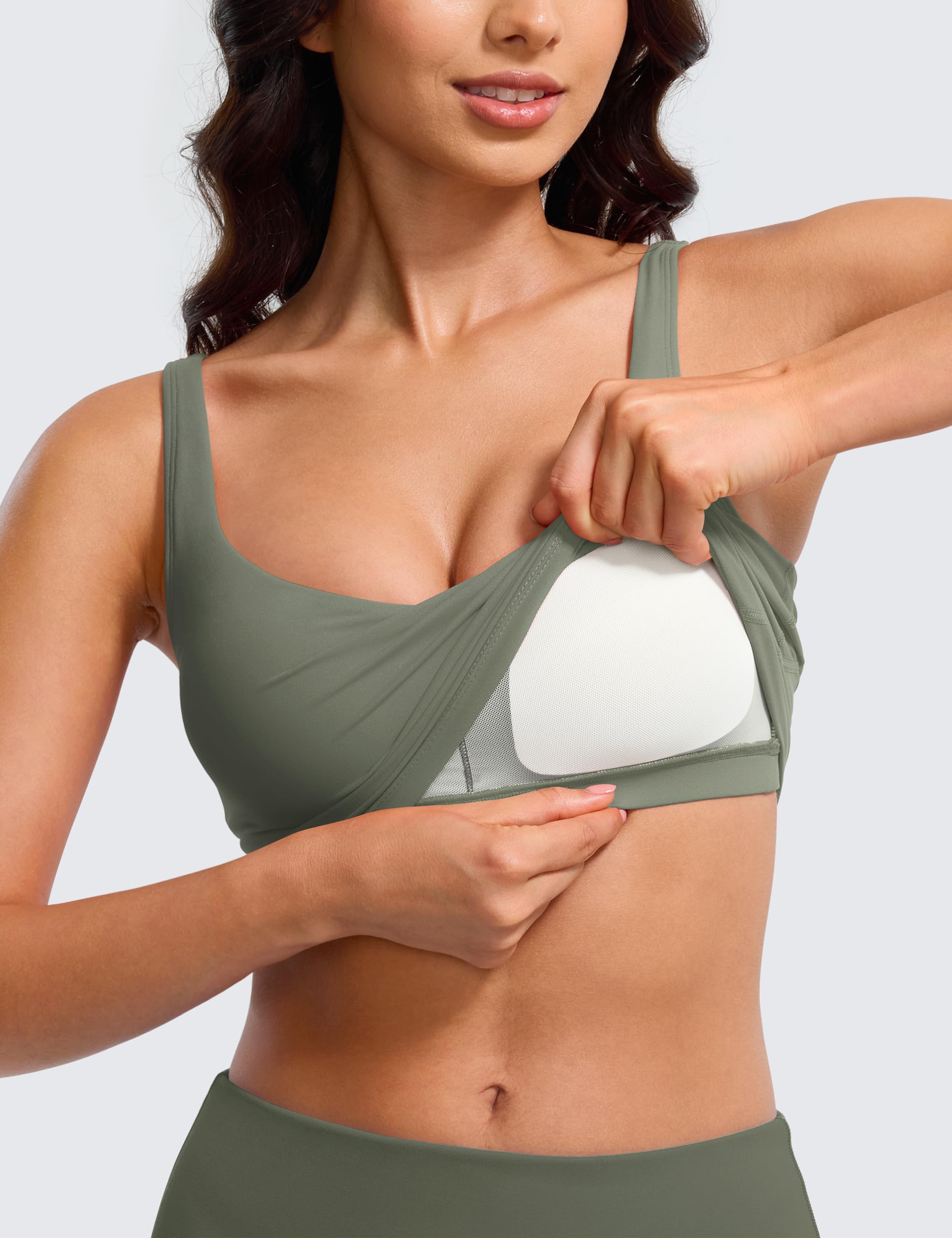BAYDI Clouduxi - Reggiseno sportivo da donna, con scollo a V, imbottito, con schiena a U, senza ferretto
