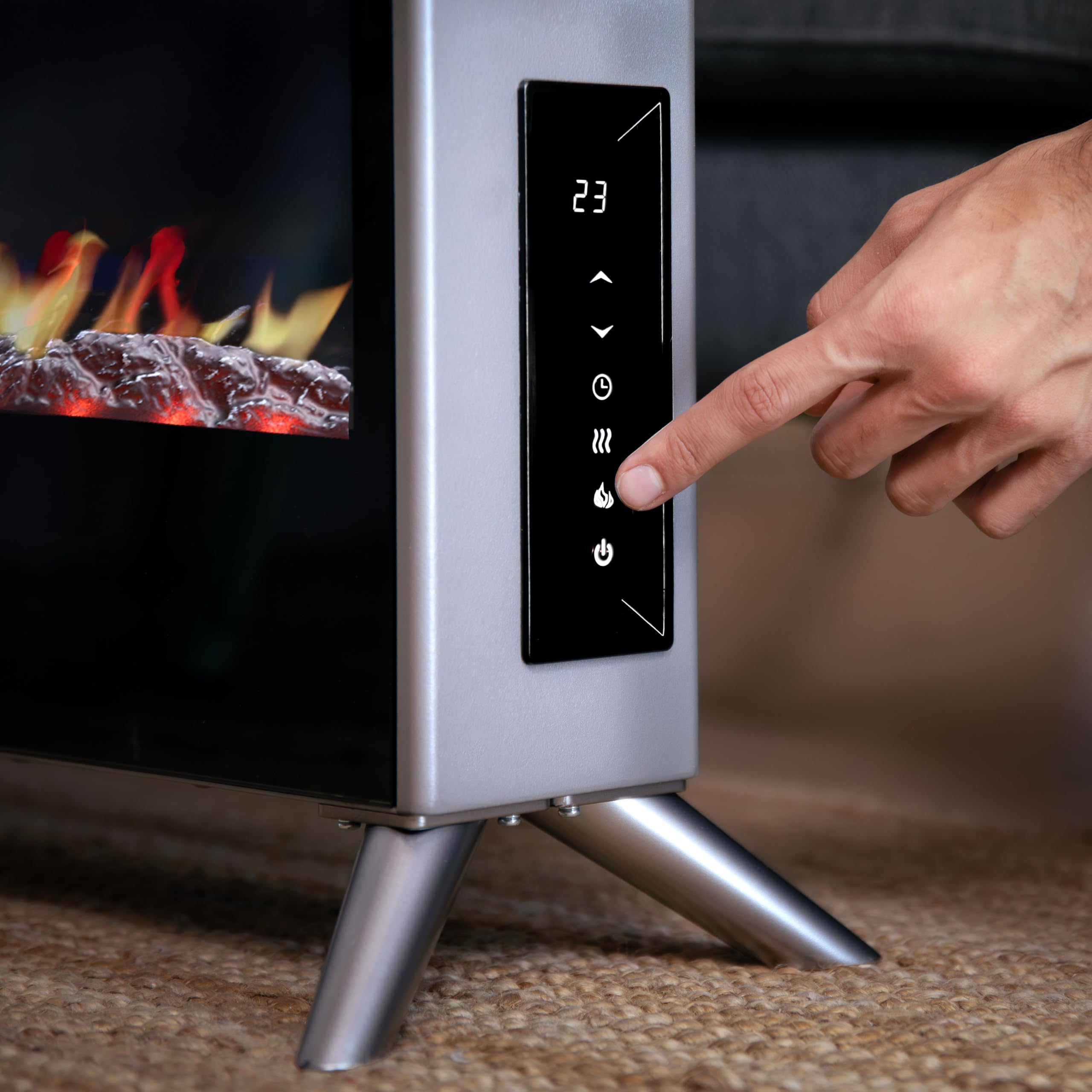 Cecotec Kominek elektryczny z pilotem ReadyWarm 7500 3 w 1 Total Flames. 1500 W, 2 tryby, termostat, efekt płomienia, timer, bezpieczeństwo, konwekcja, szybkie ciepło i efektywność