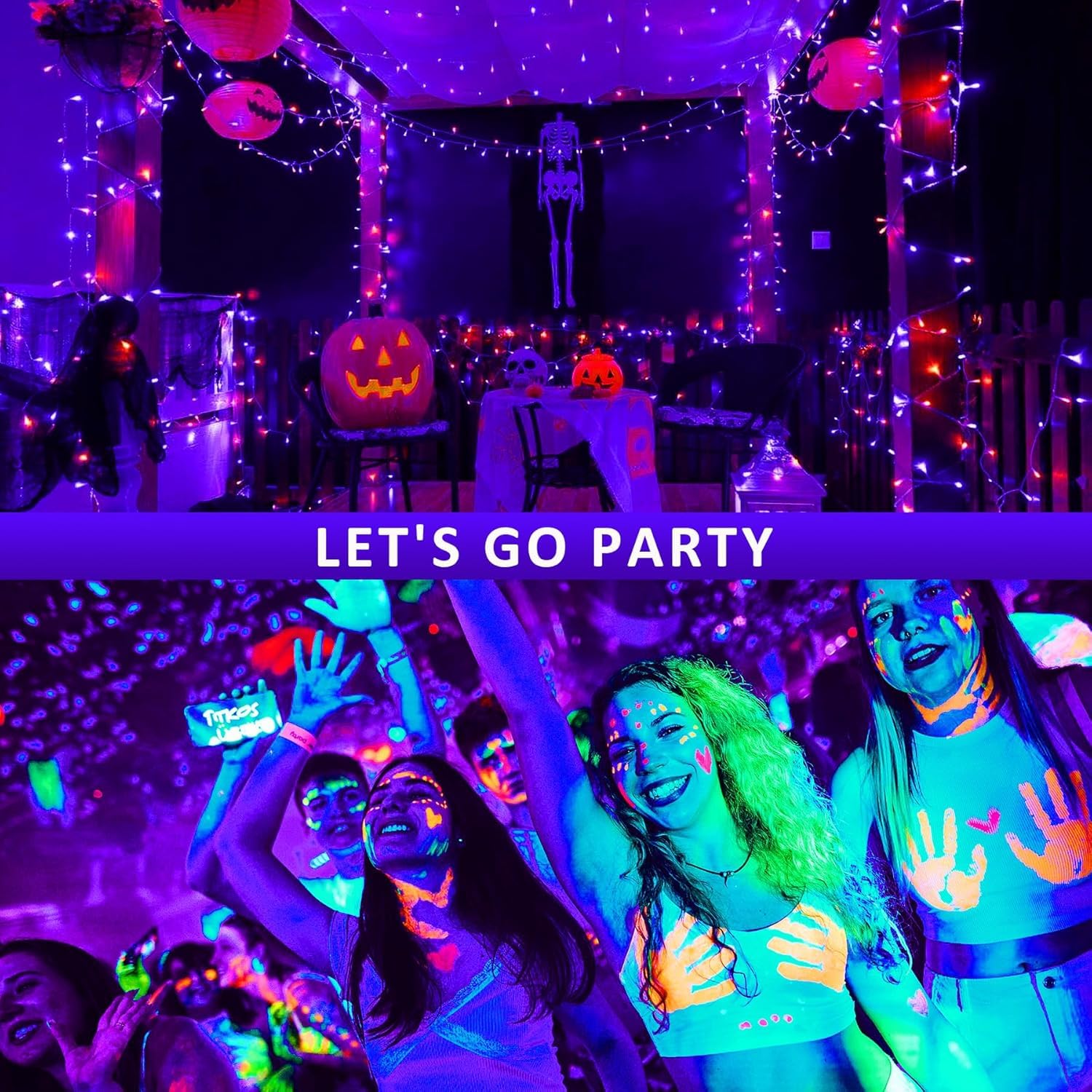 NATPOW 100W Luz Negra, Foco LED Luz UV con Enchufe 395nm Lámpara UV IP66 Impermeable Ultravioleta Foco para Halloween Bar Club DJ Discoteca Fiesta Pinta Corporal Gimnasio(Juego de 2)