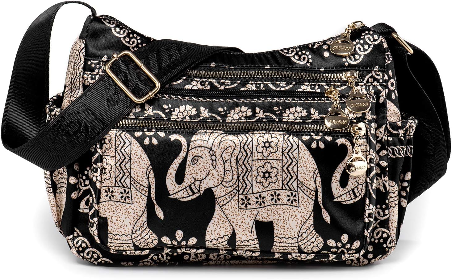 Ethnic Elephant Hobo Shoulder Bag for Women - Ladies Cross-Body Handbags - 8 Pockets Medium Size Women Bags - Daily Travel Shopping Messenger Bag
