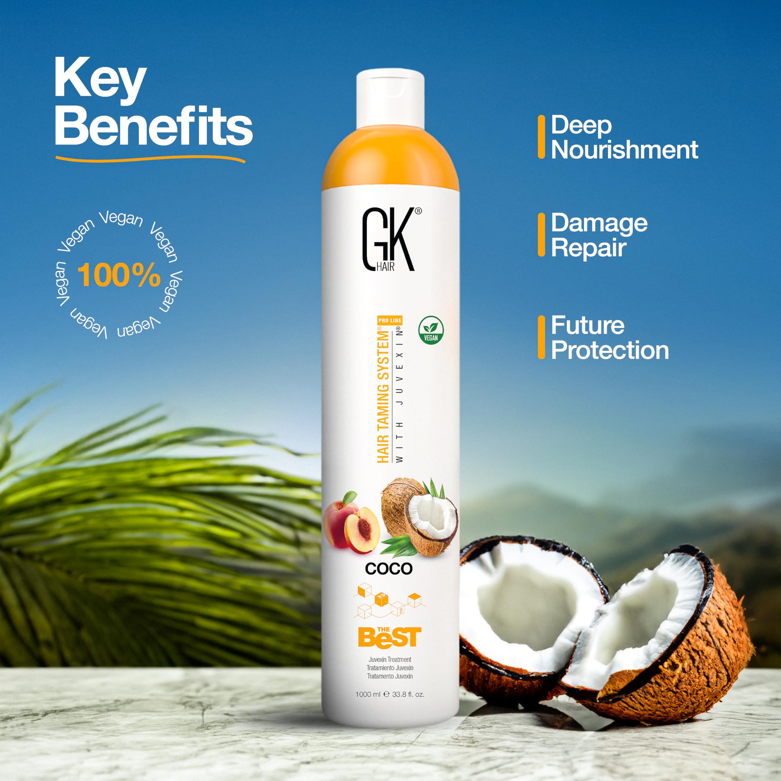 GK Hair Kit Professionale Cheratina Lisciate 2 Fasi – Shampoo pH+ Clarificante 100ml + The Best Keratin Smoothing Treatment 1000ml – Anti Crespo 3-5 Mesi – Uso Salone