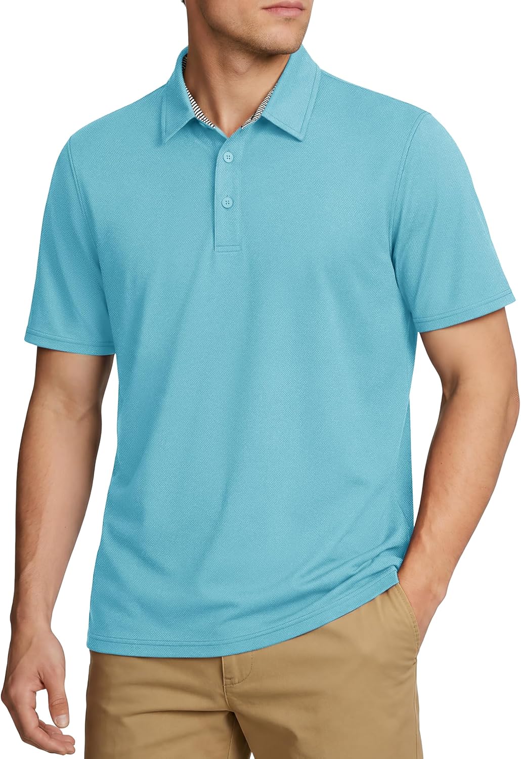 TACVASEN Men's Polo Shirts Short Sleeve Cotton Pique Classic Casual Shirts Moisture Wicking Golf Shirt with 3 Buttons