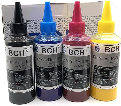 BCH Tinta DTF de alta calidad – 13.5 fl oz negro, cian, magenta, amarillo para impresoras de inyección de tinta Epson, tinta de transferencia de
