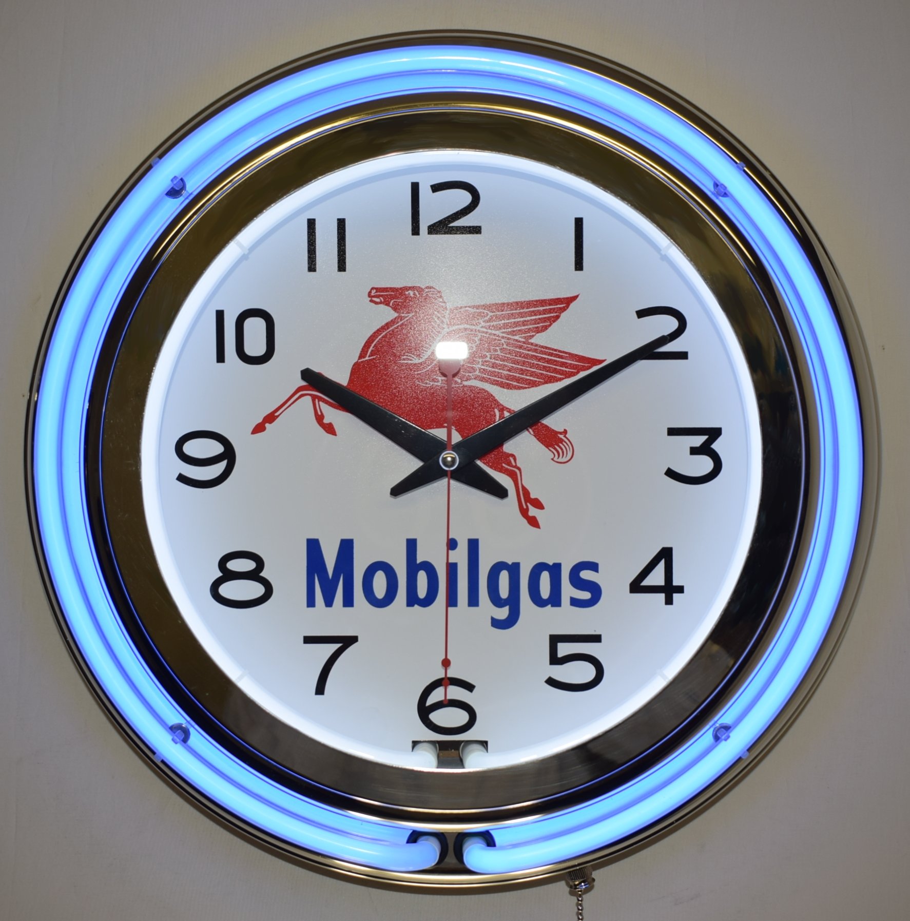 Amazon.com: Mobilgas Blue Double Neon Advertising Clock Man Cave