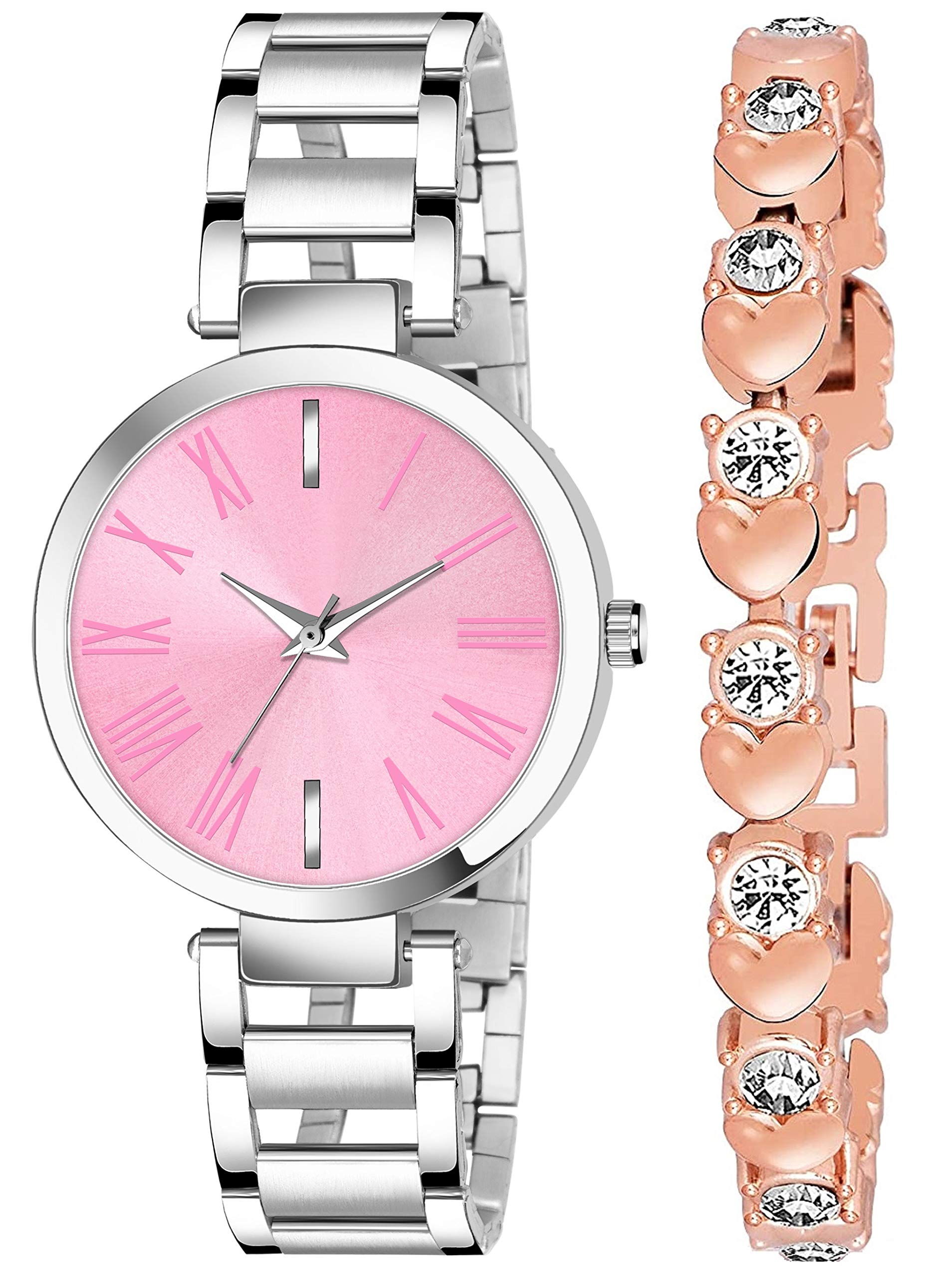 Praizy Analogue Womens Watch and Bracelet Combo (Pack of 2) (Pink) (B0918CX1CL) Amazon Price History, Amazon Price Tracker