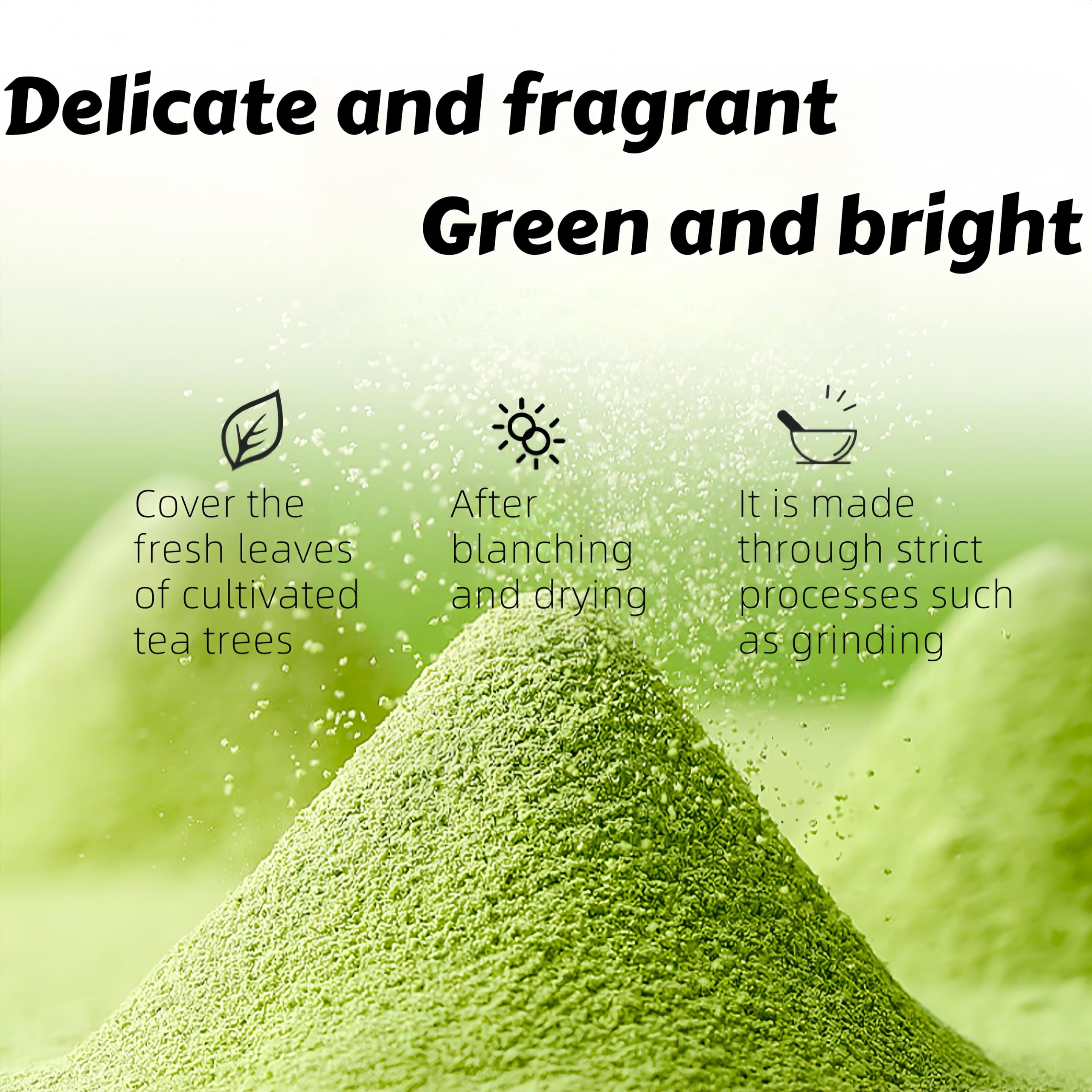 Ceremonial Grade Matcha Green Tea Premium Mushroom Matcha Powder 7 Adaptogen Blend Focus Energy Support Gluten-Free No Sugar — view 3