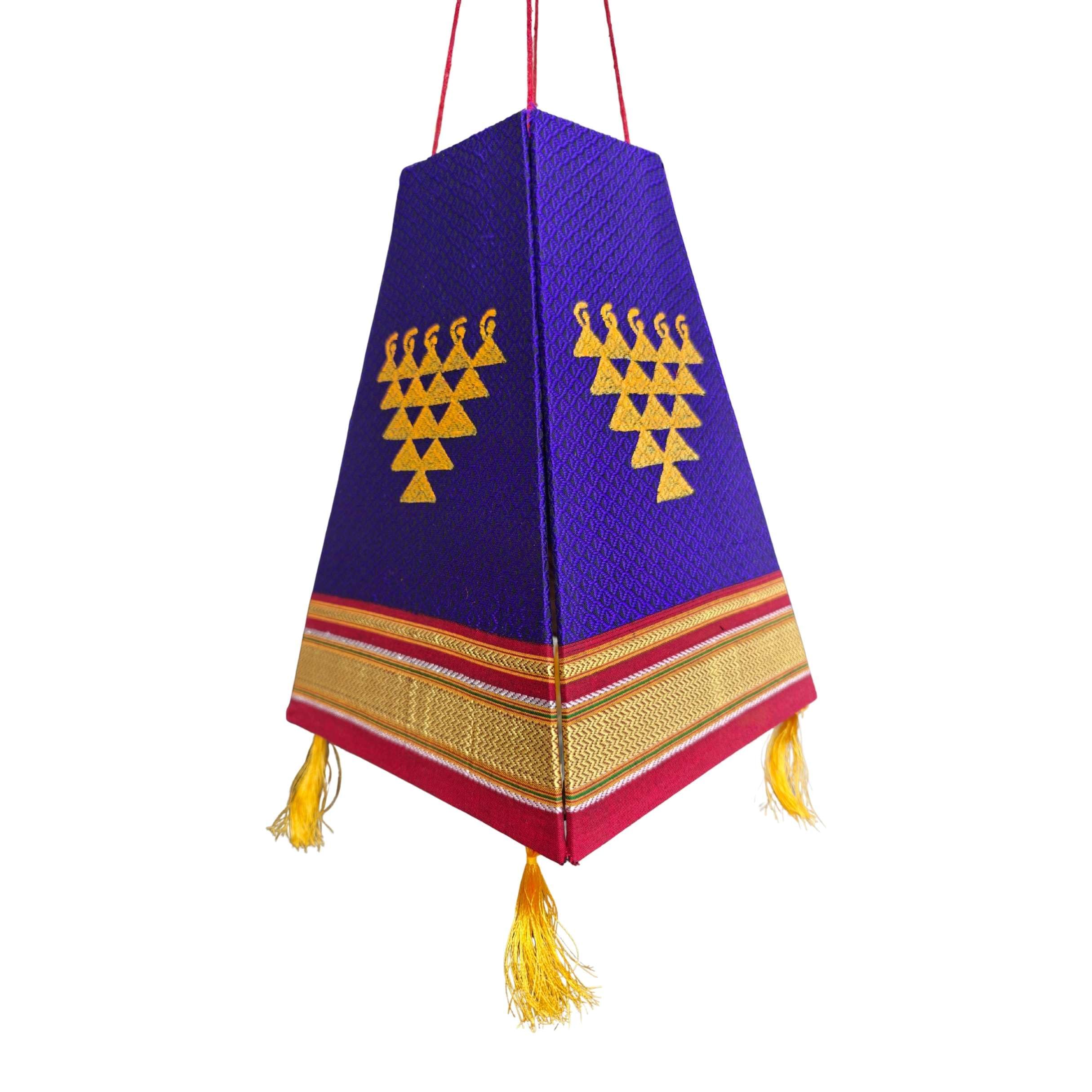 Akash Kandil (Saraswati) – Traditional Khun Hanging Lantern for Diwali Decoration | Foldable Handmade Aakash Kandil Diva Lamp Diya Butti for Balcony, Home & Festival Décor Lighting (Blue)-image-35