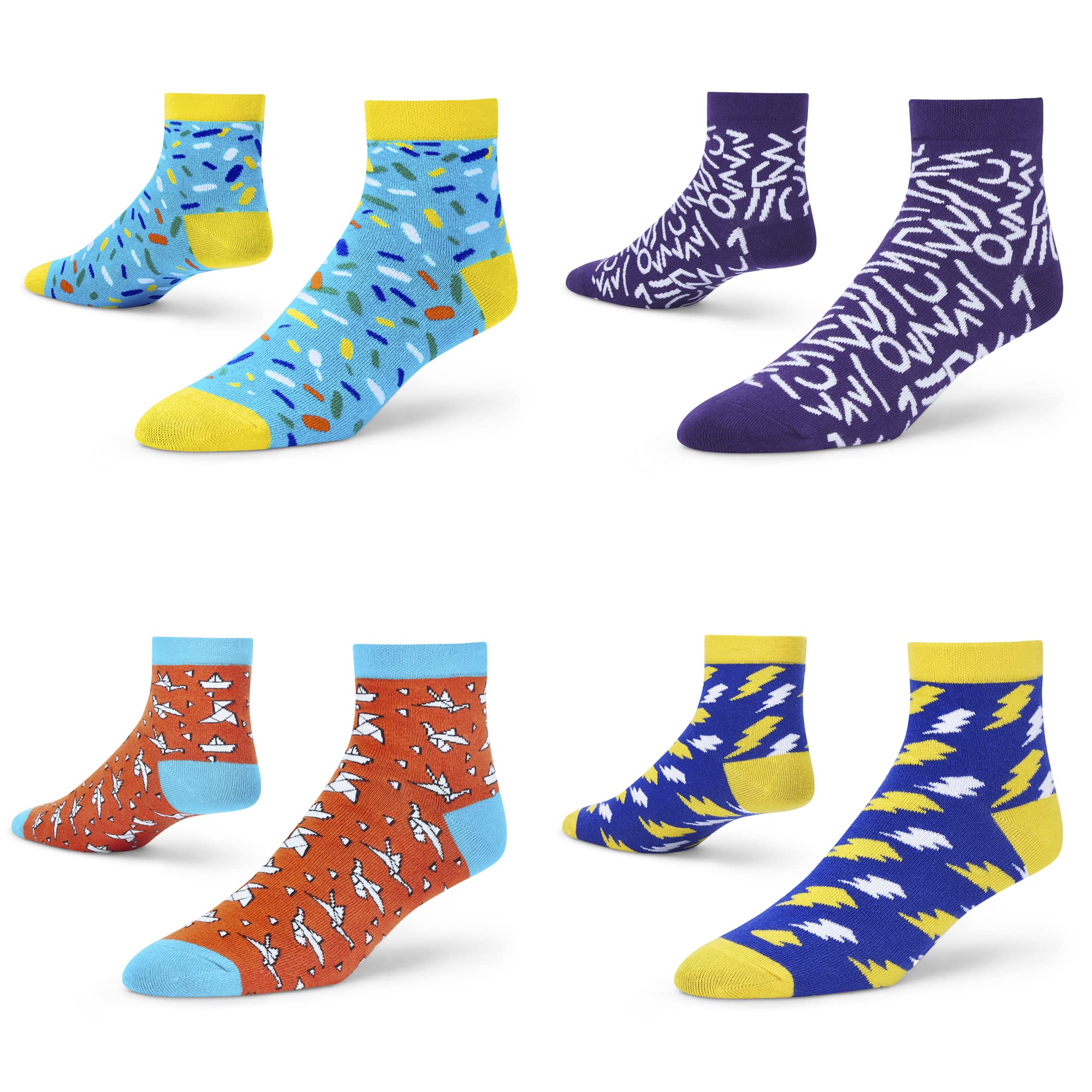 DYNAMOCKS Men's and Women's Combed Cotton Ankle Length Socks (Pack of 4) (Multicolour, Free Size)