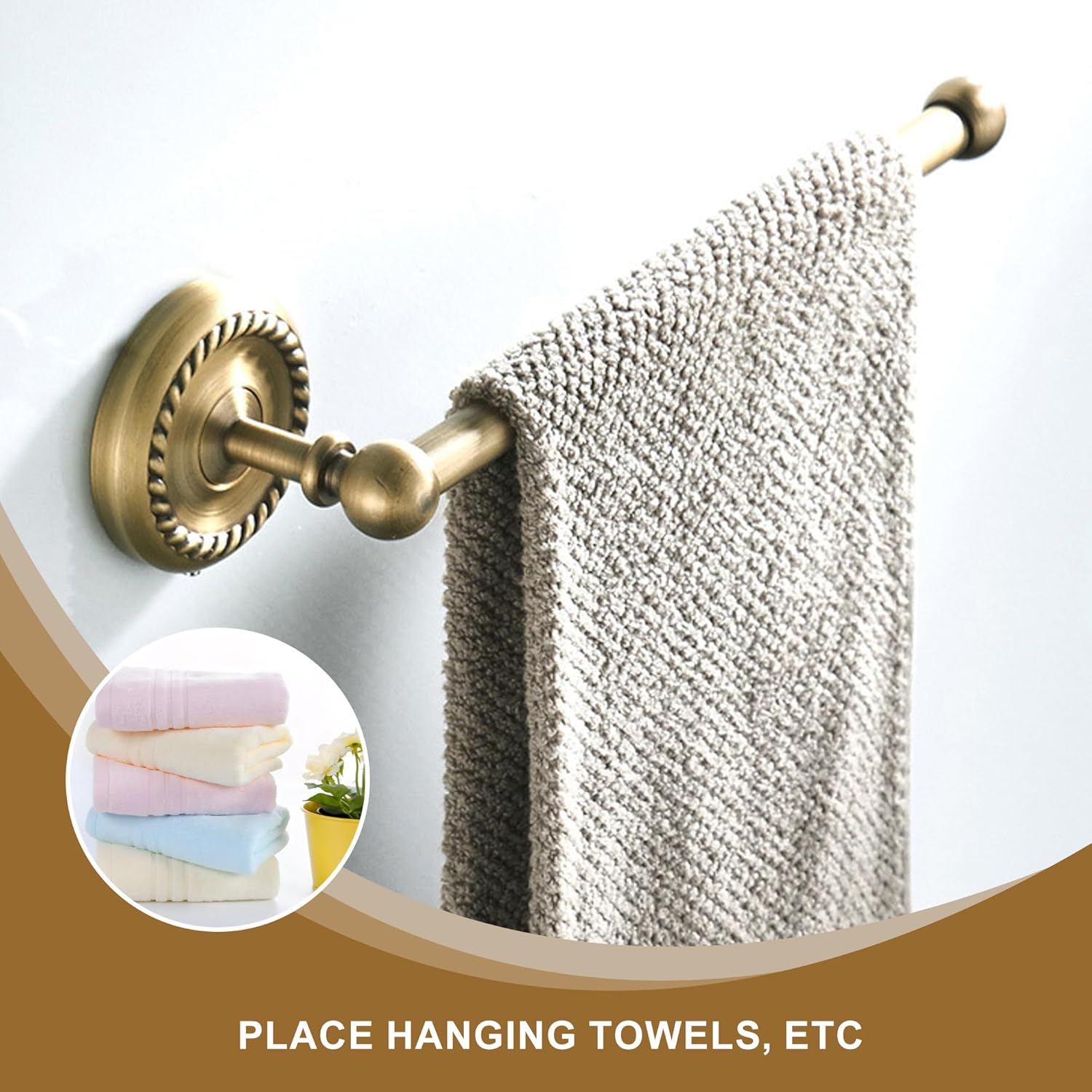 Antique Bronze Toilet Brush Holder Set Wall Mounted