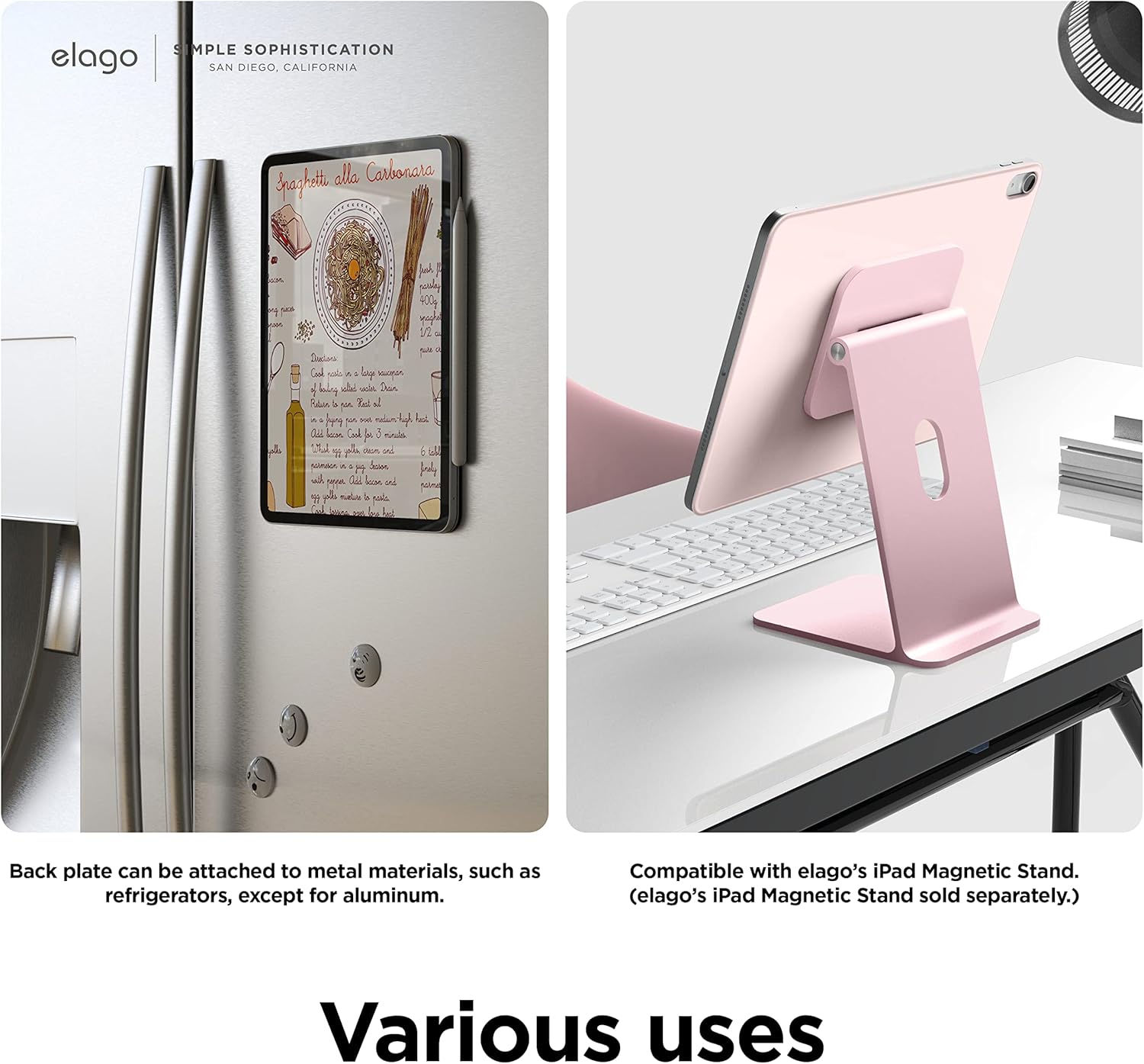 elago Case for iPad A16, 10th Generation - iPad Case with Magnetic Attachment to Metal Materials, Compatible with elago's Apple Pencil case (Sand Pink)