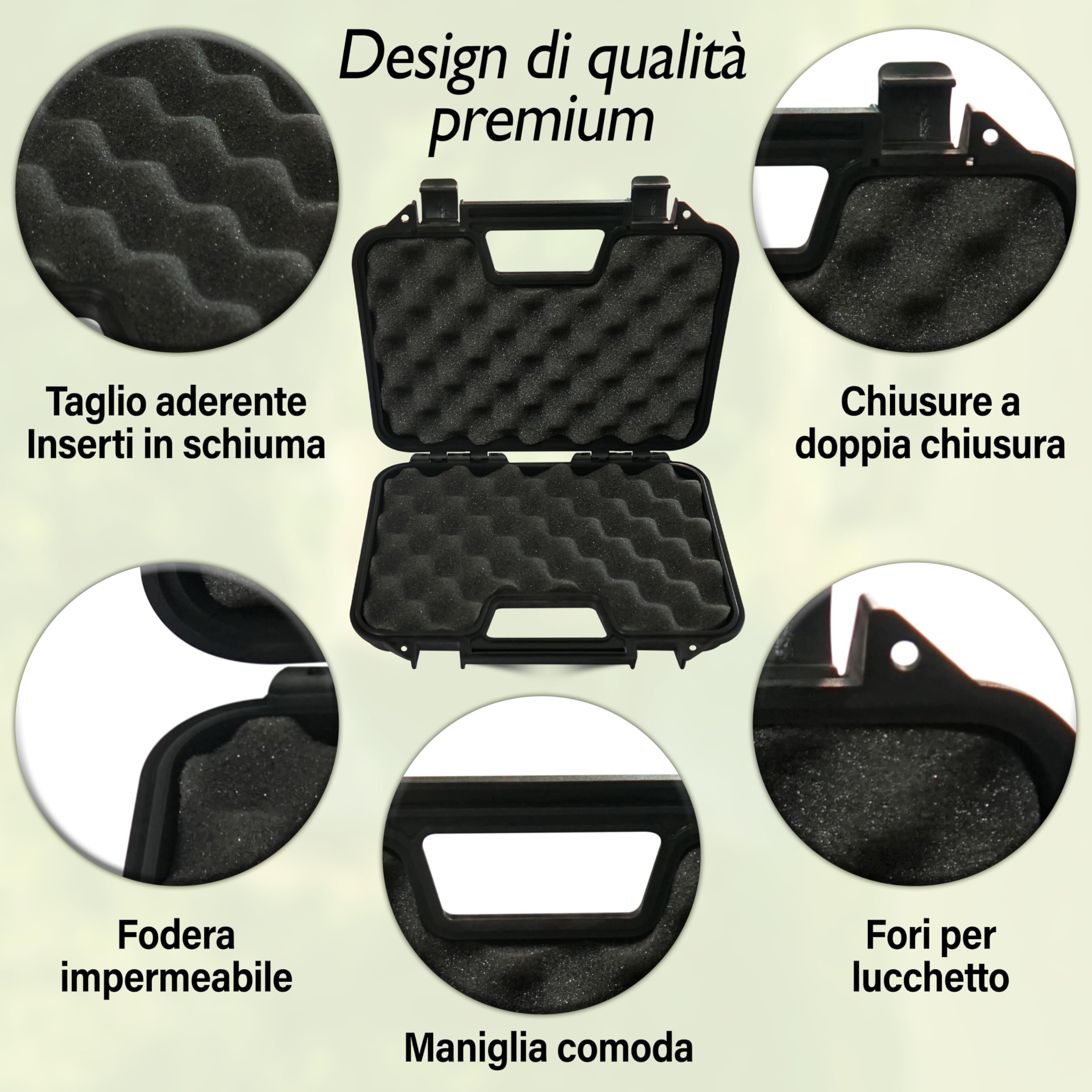 ARSUK Custodie dure, plastica portapistole per fucili Pistola con Protettiva interno Schiuma Facile da trasportare (31 cm Cassa-Nero)