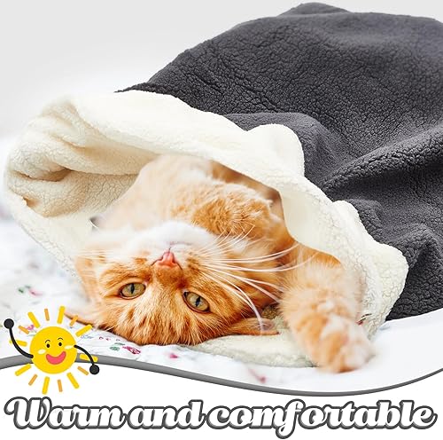 Miniatura 2 de Barydat 2 piezas de cama para gatos, saco de dormir para gatos, saco de dormir para gatitos, almohadilla calentadora para cuevas, tapete para