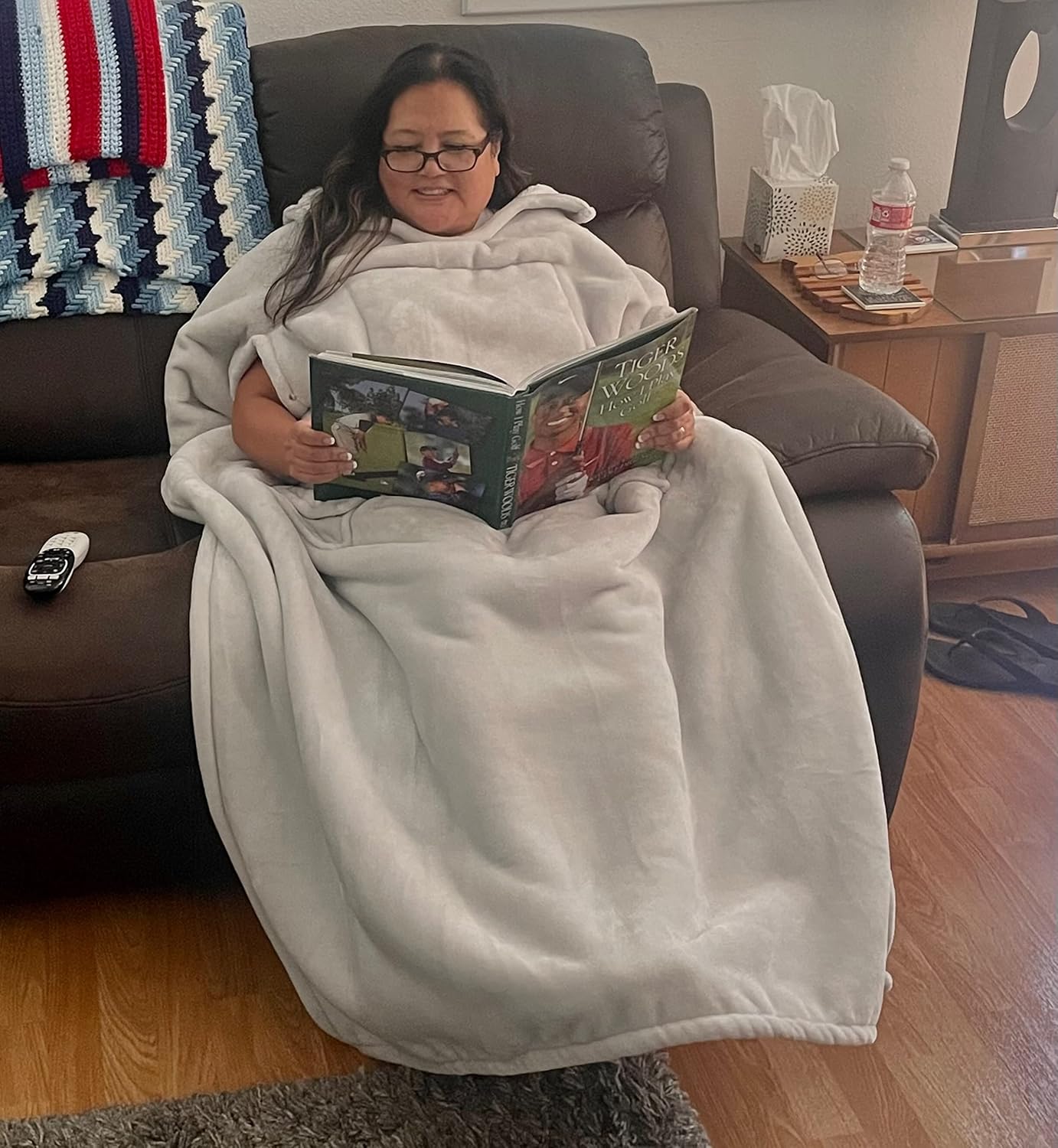 Simple Pull-Over Hands-Free Throw That's Not a Wearable Blanket. Perfect for Reading, Snacking, Watching Tv, Zoom Calls, WFH (Cheetah)