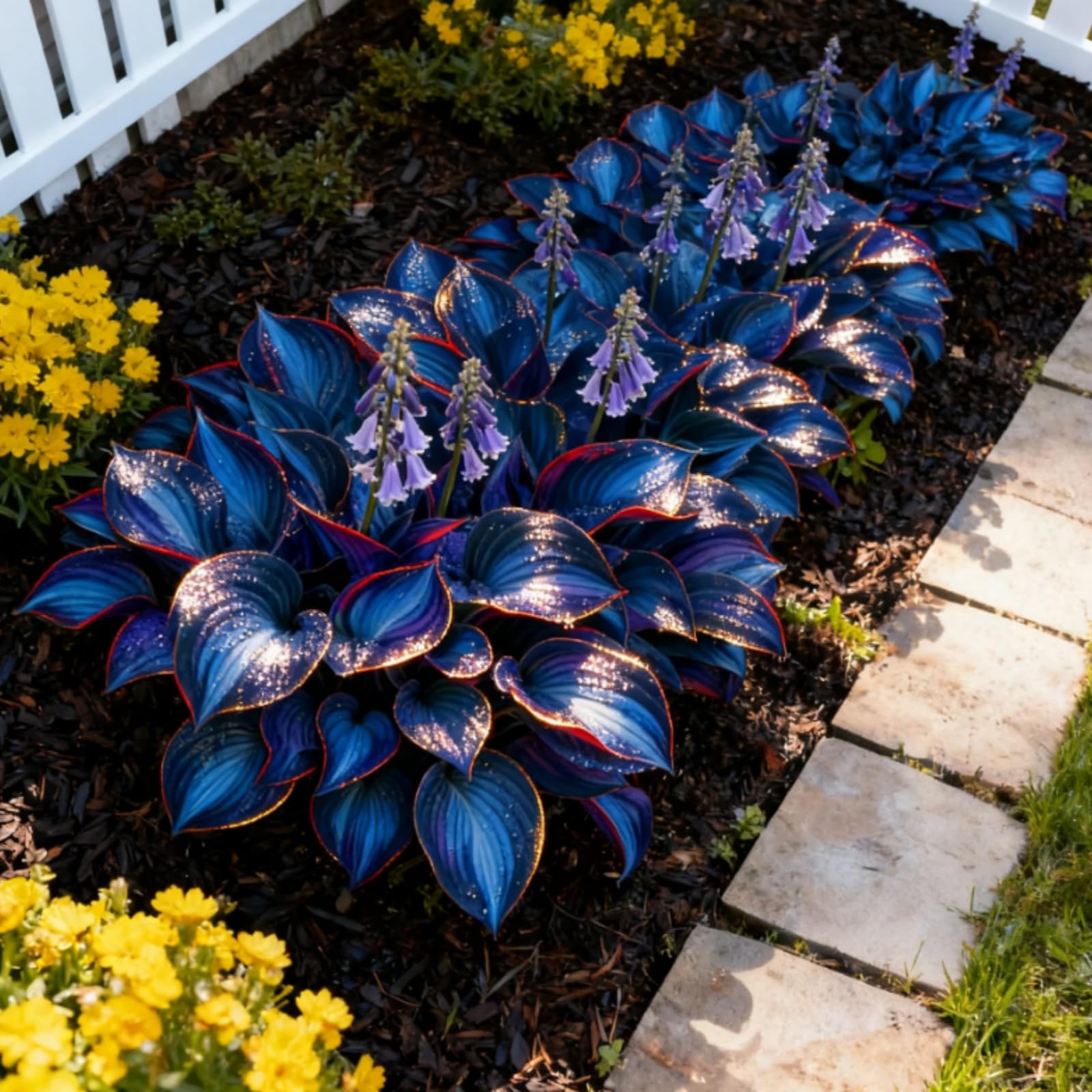Midnight Blue Hosta，Hostas Bulbs UK,Potted-Plants-Rhizome,Hosta Plants for Garden,That Grow Fast,Excellent Display-10Rhizomes-B