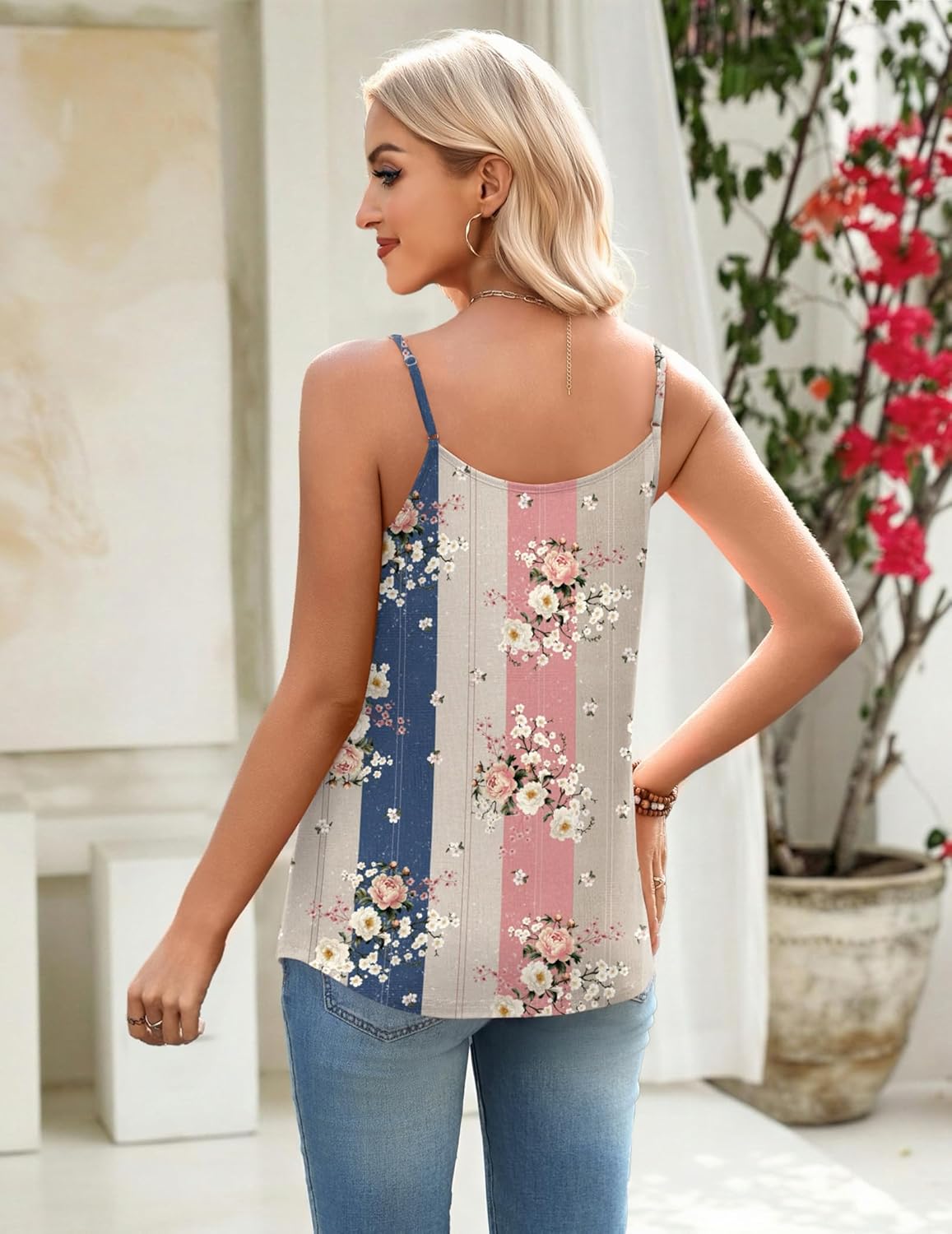 Womens Camisole Tank Tops Summer Adjustable Spaghetti Strap Loose Flowy Sleeveless Shirts Beach Vacation Clothes image 5