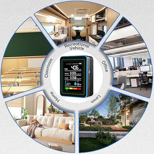 Miniatura 7 de Monitor de calidad del aire interior Sensor de humedad de temperatura con CO2, TVOC, HCHO, detector portátil profesional, medidor de calidad del