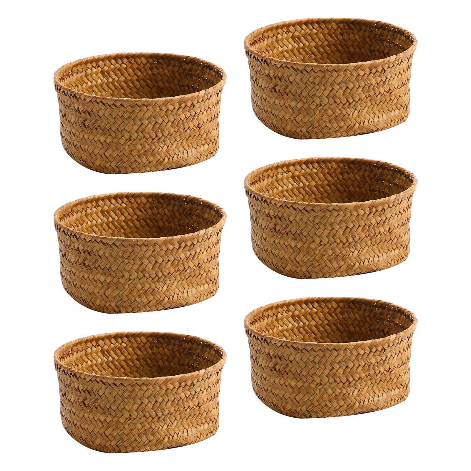 Pixzcsa Woven Storage Bin Desktop Container Organizer Stylish Storage