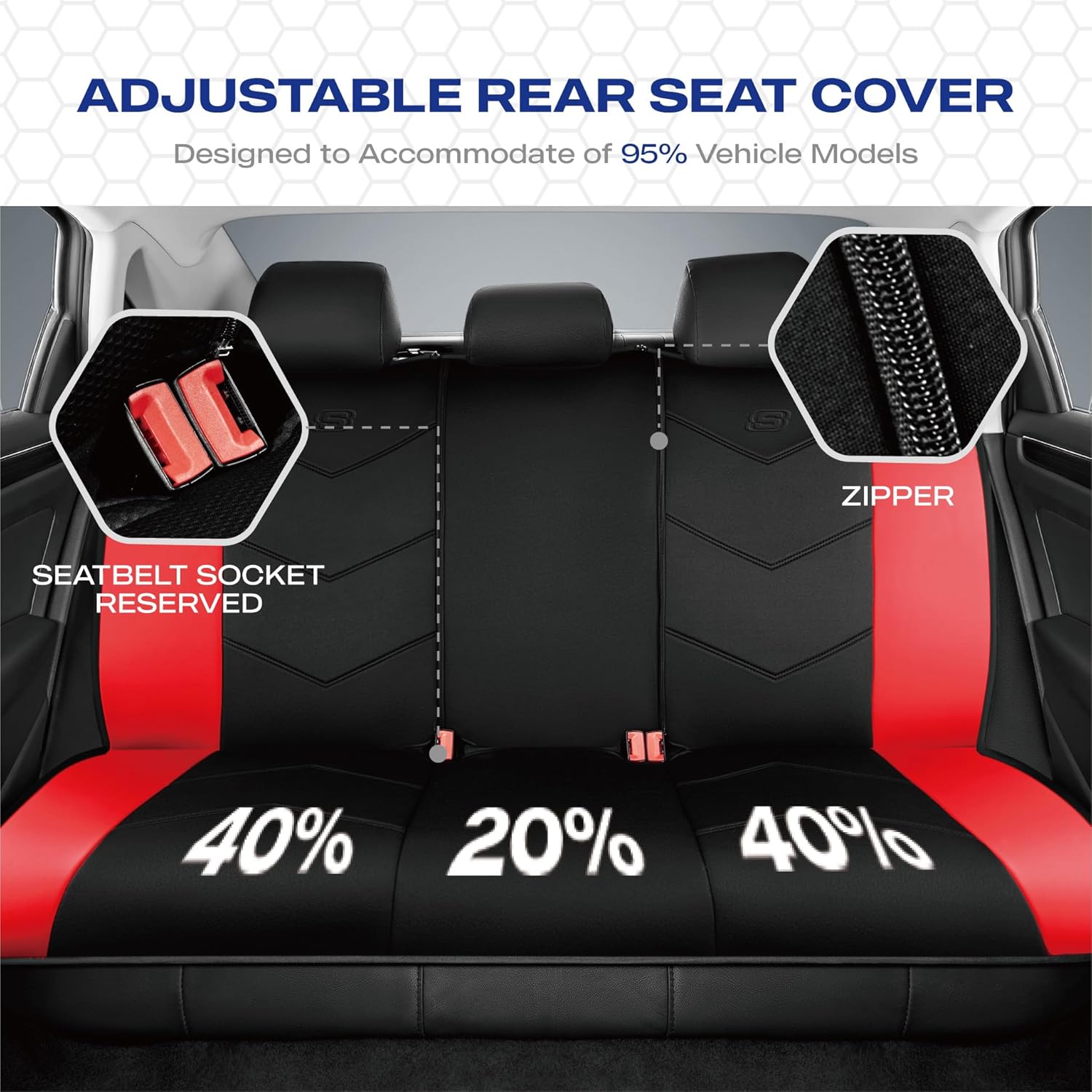 Skechers Memory Foam Seat Covers,Leather Car Seat Covers, Ultimate Comfort & Support Seat CoversFull Sets,Airbag Compatible, Automotive Universal Fit Most for SUVs, Vans, Sedans, Cars, Trucks,Red