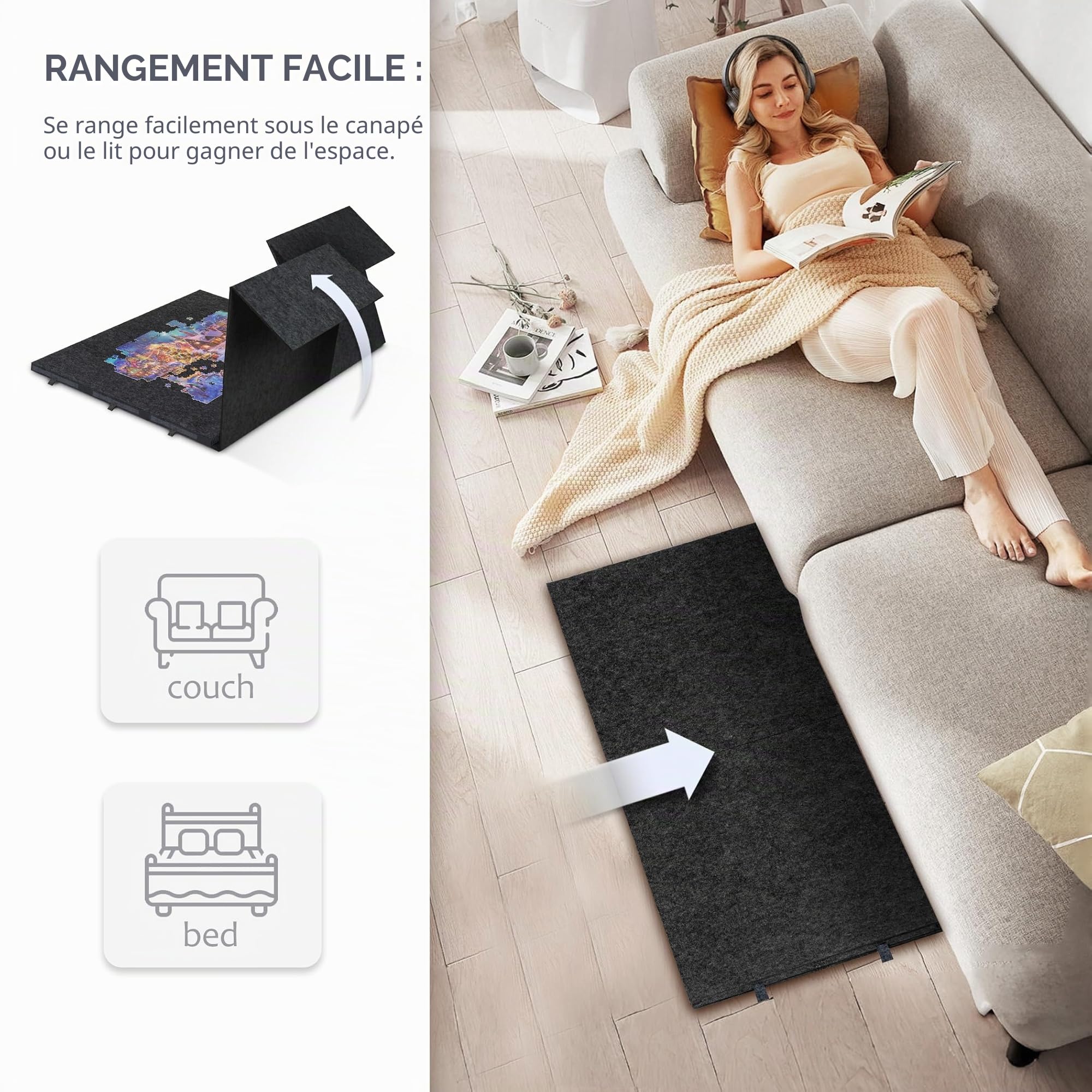 LAVIEVERT Planche de puzzle portable de 2 000 pièces avec 6 tiroirs et plateaux, table inclinable avec support et housse 2 en 1, économiseur de rangement léger