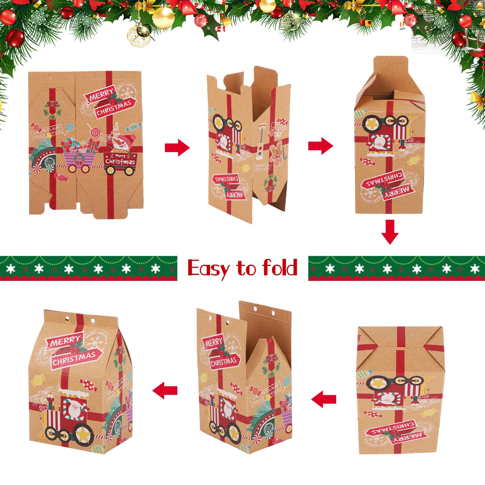 24 Stück Weihnachts-Geschenkboxen Klein – Kraftpapier, 12x7,5x2,6 Cm Für Süßigkeiten & Kleingeschenke